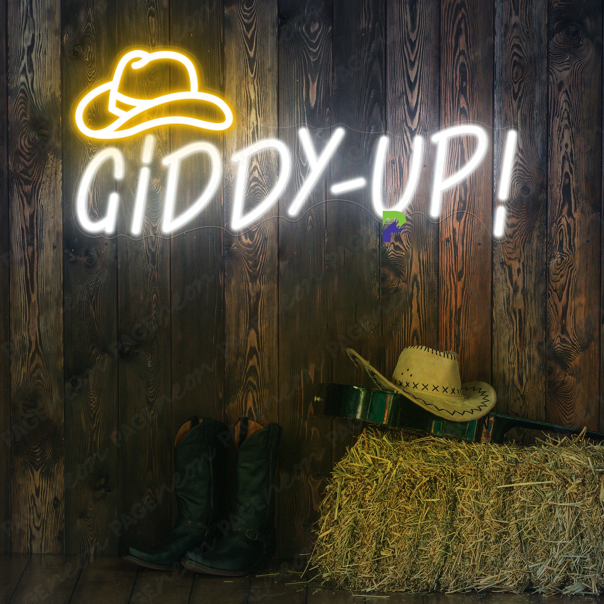 Giddy Up Neon Sign CowBoy Led Light Up Sign