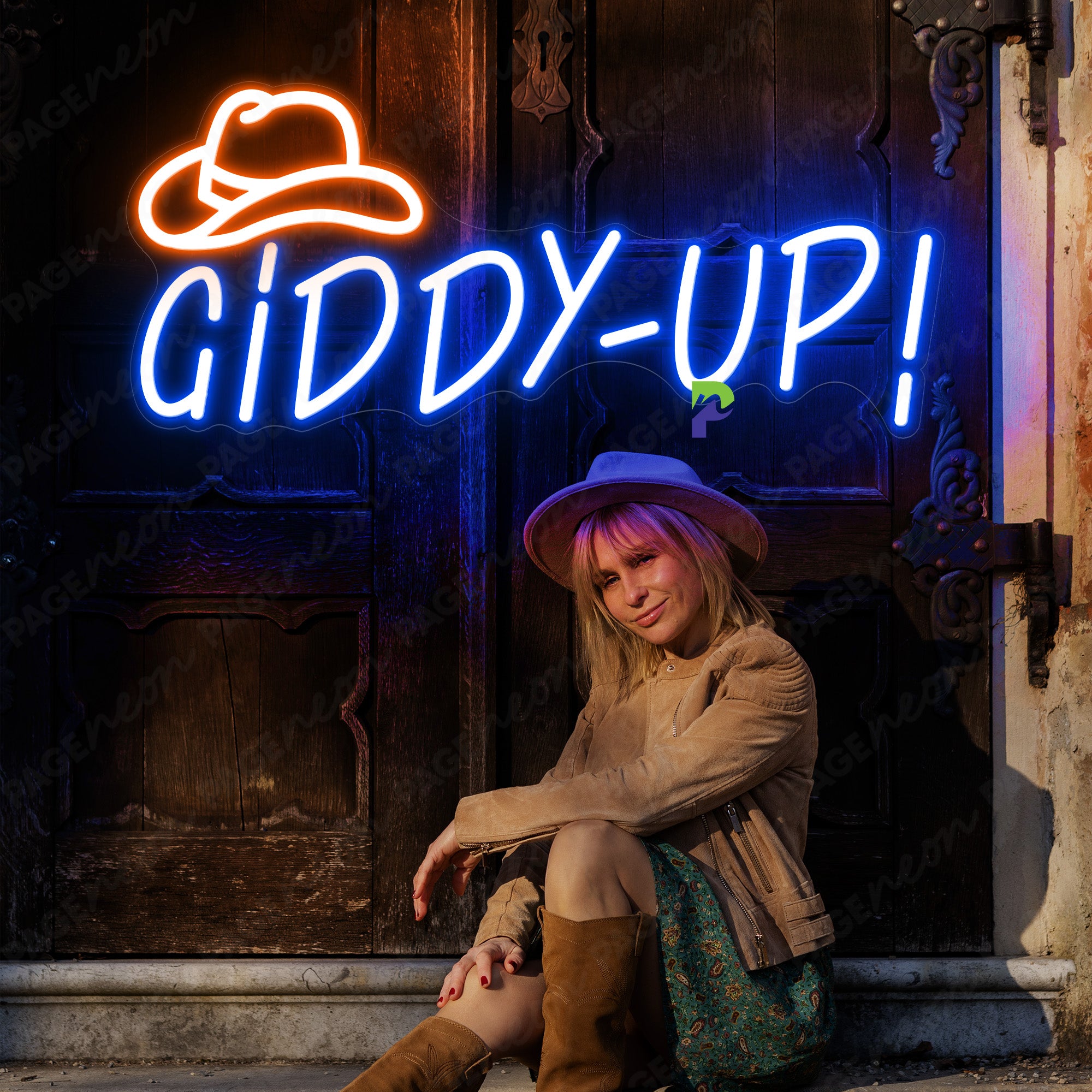 Giddy Up Neon Sign CowBoy Led Light Up Sign
