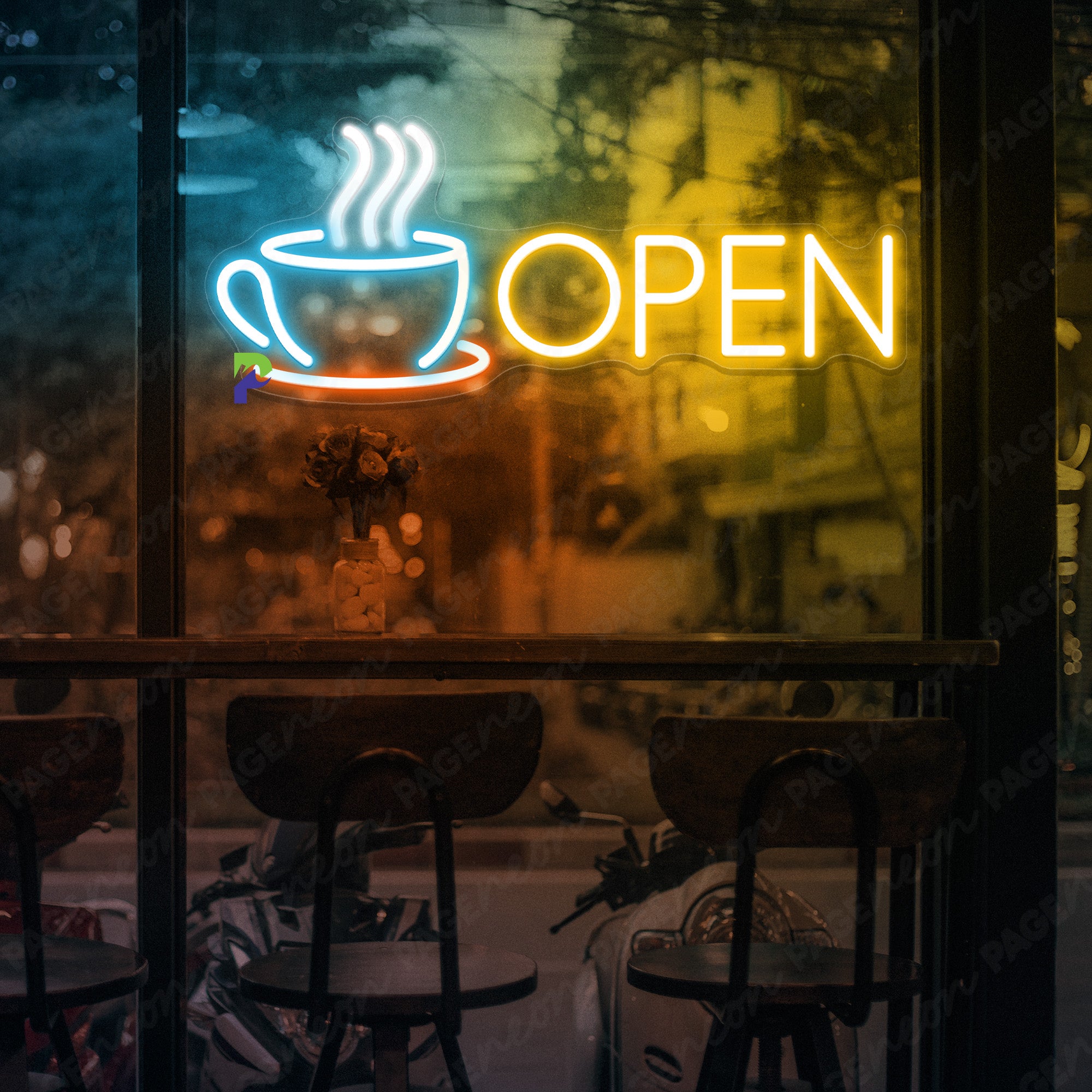 Cafe Open Neon Sign Led Light orange yellow