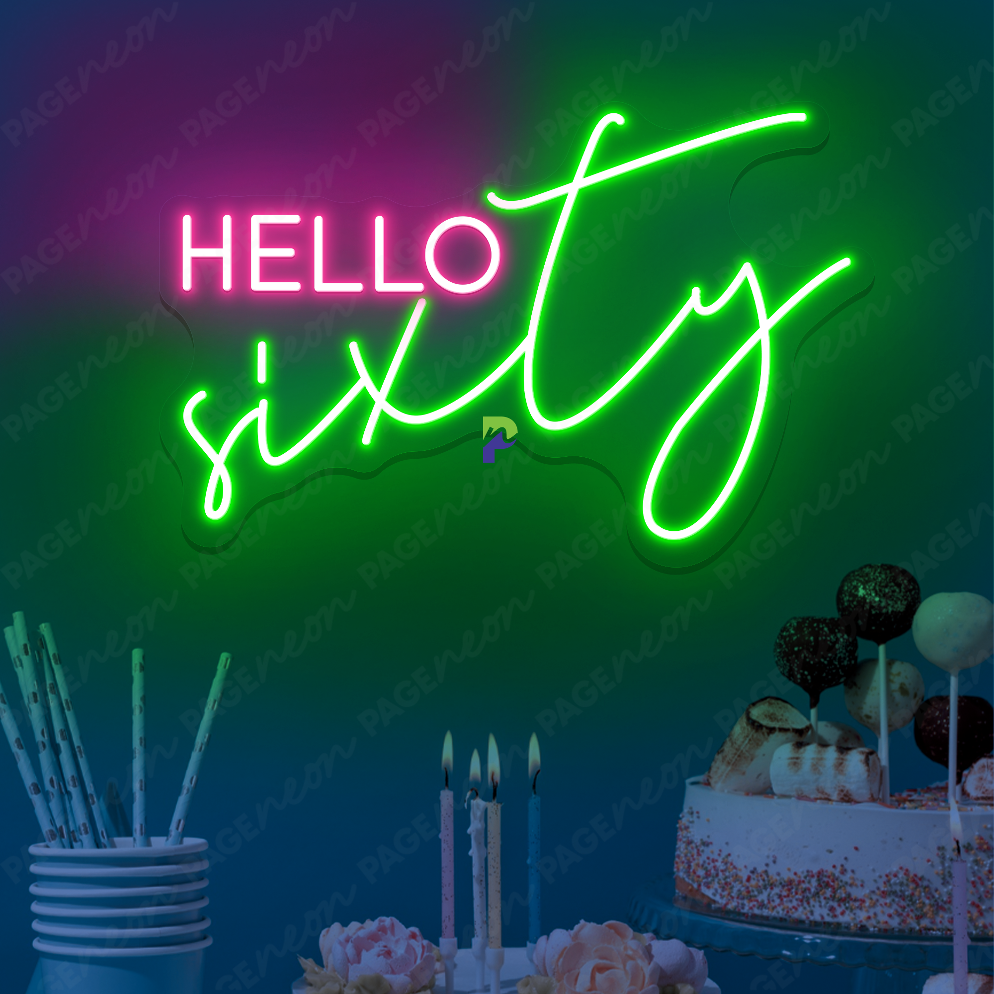 60th Birthday Neon Signs Hello Sixty Wall Party Decoration