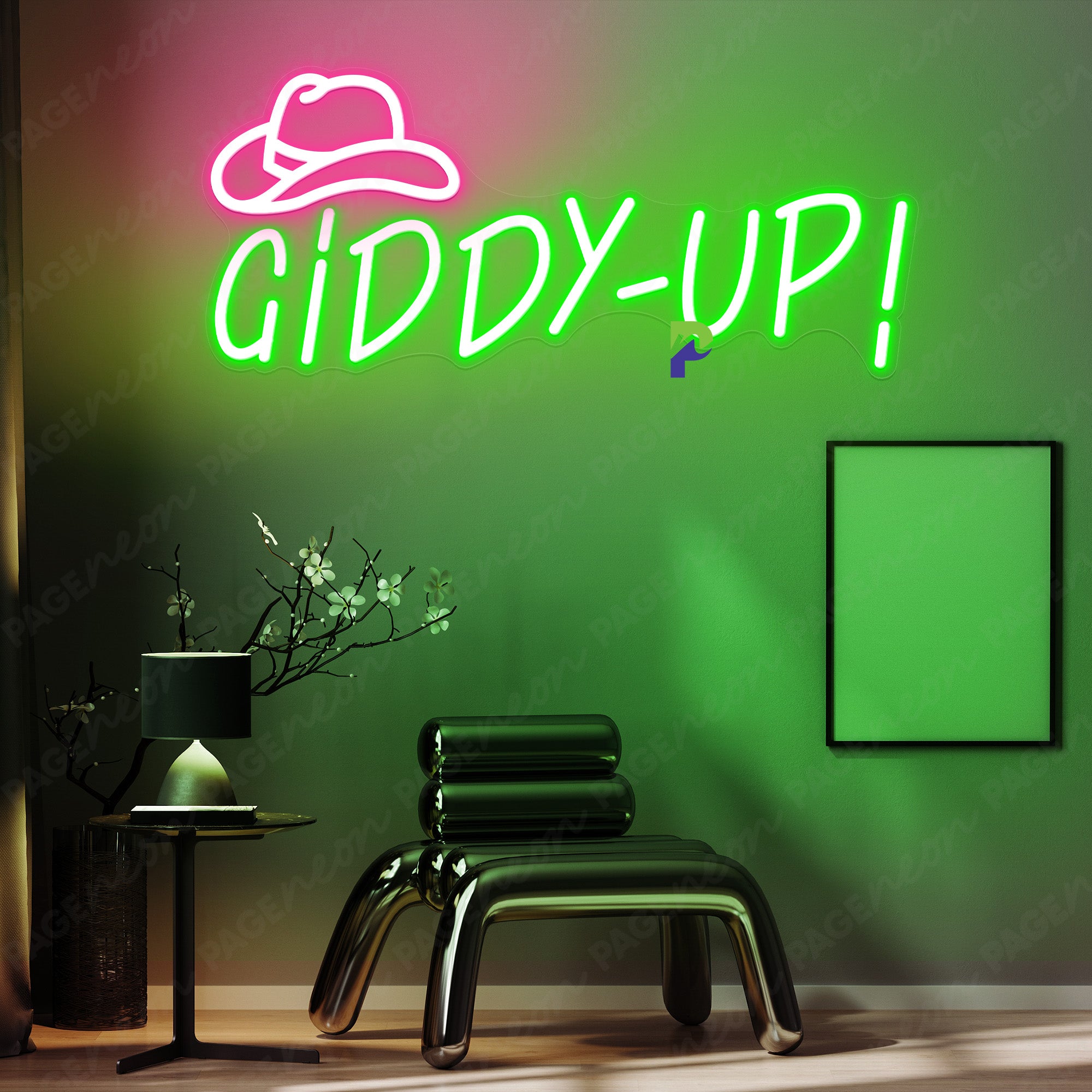 Giddy Up Neon Sign CowBoy Led Light Up Sign