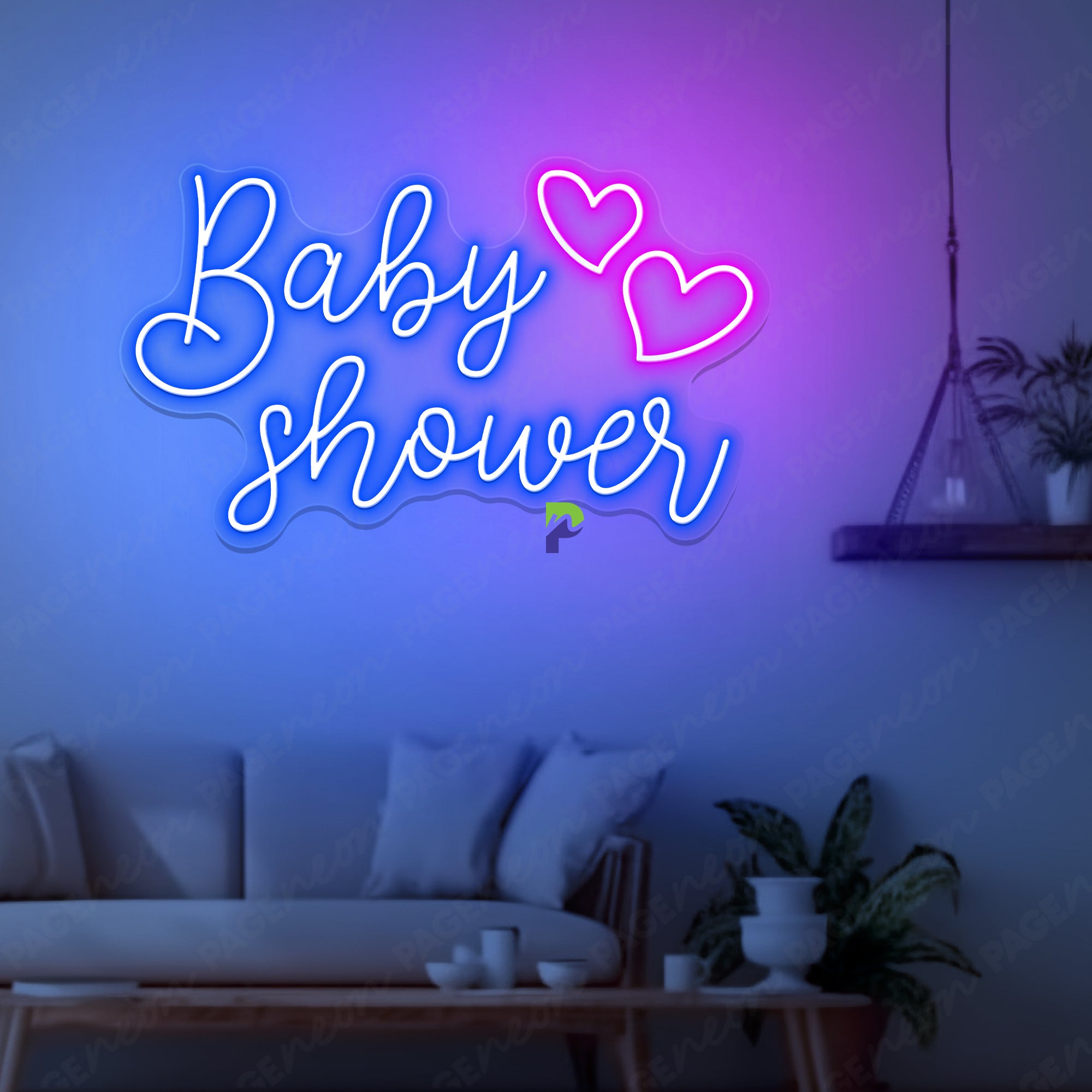 Baby Shower Sign Neon Heart Cute Led Light