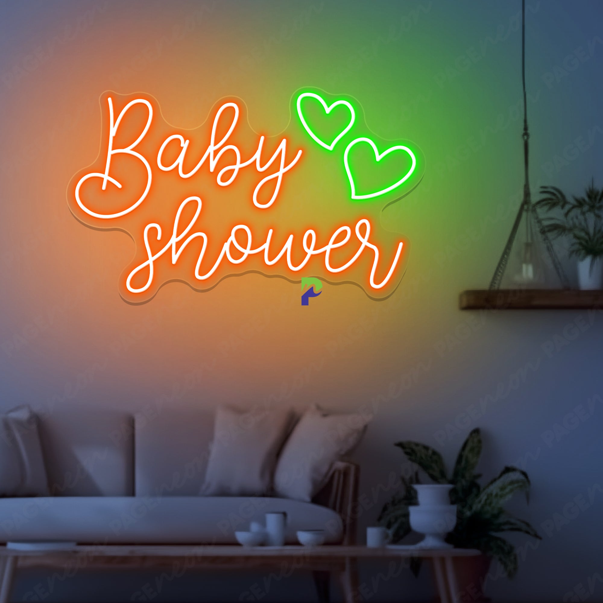 Baby Shower Sign Neon Heart Cute Led Light