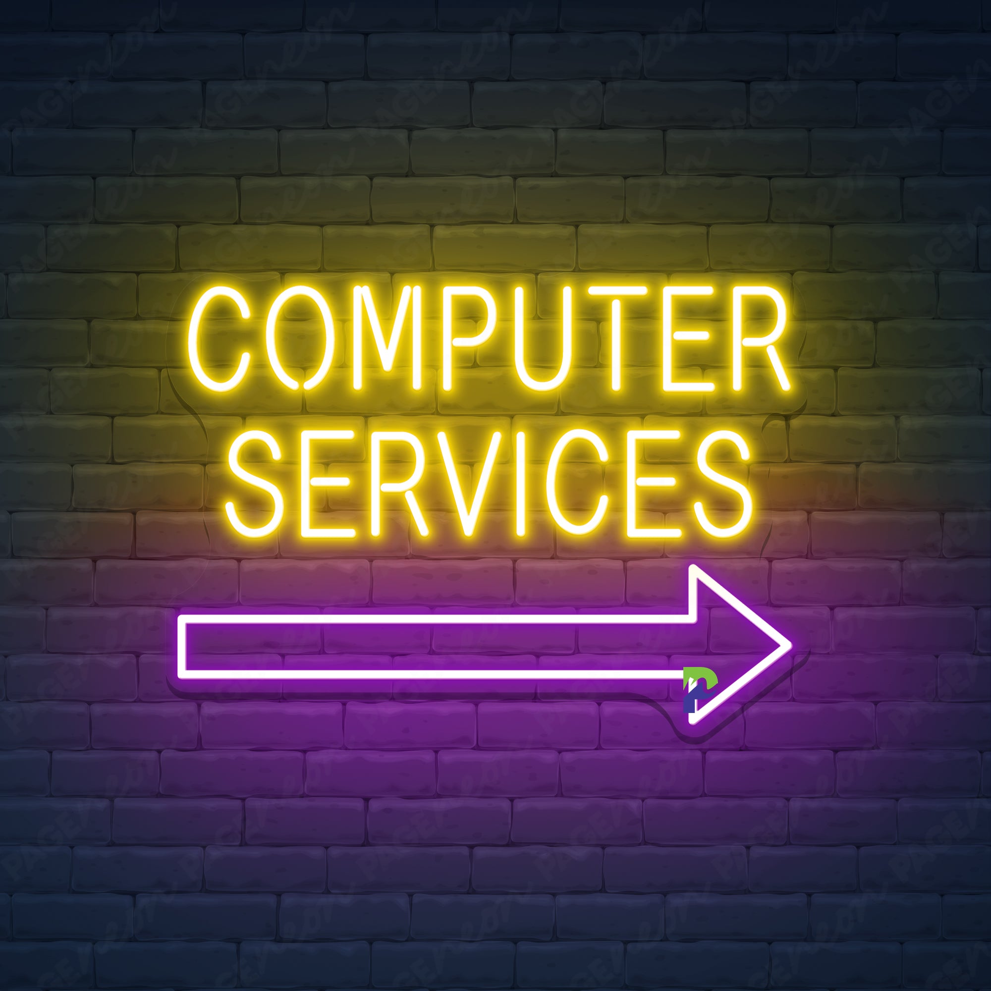 Computer Service Neon Signs Arrow Led Light
