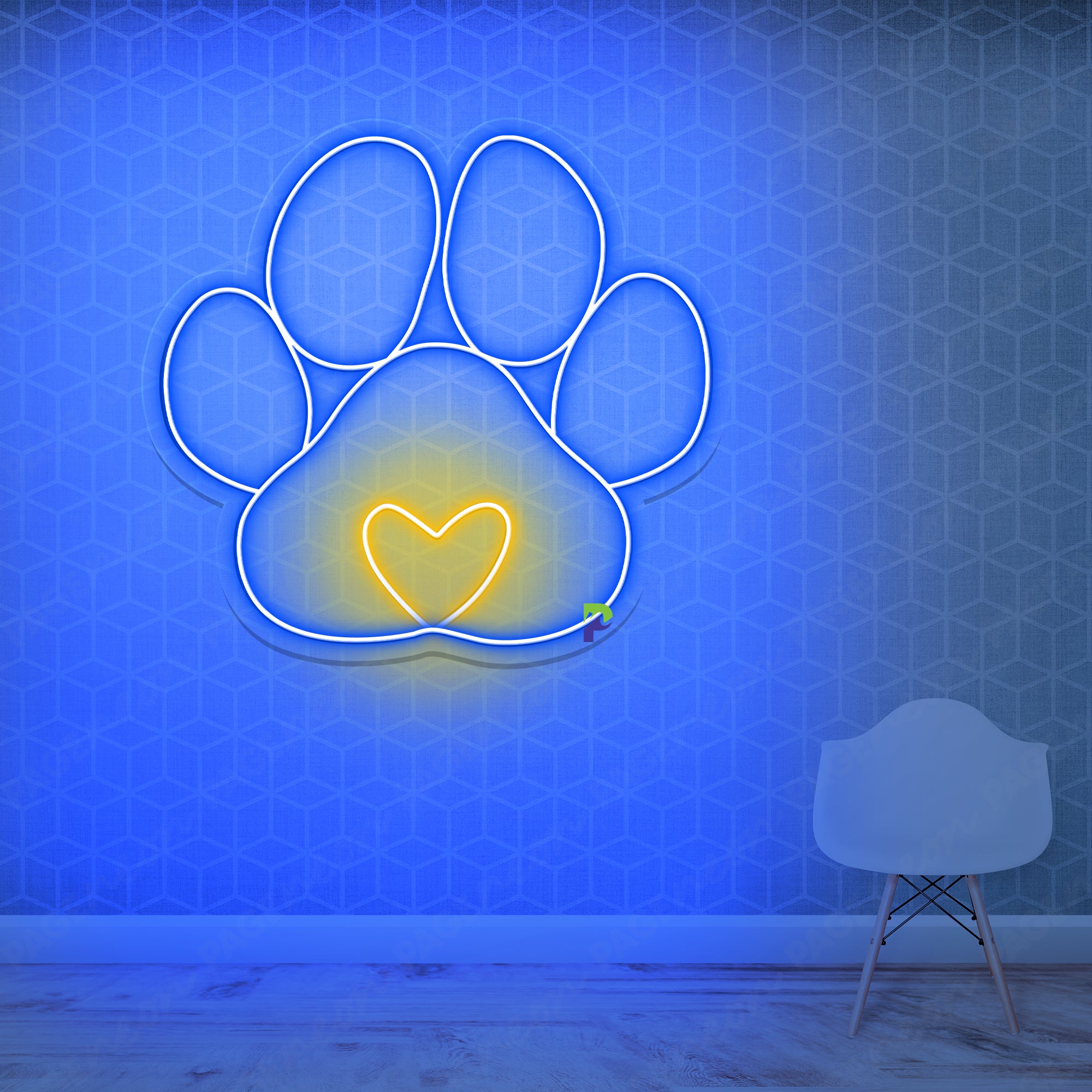 Dog Sign Neon Paw Print Led Light