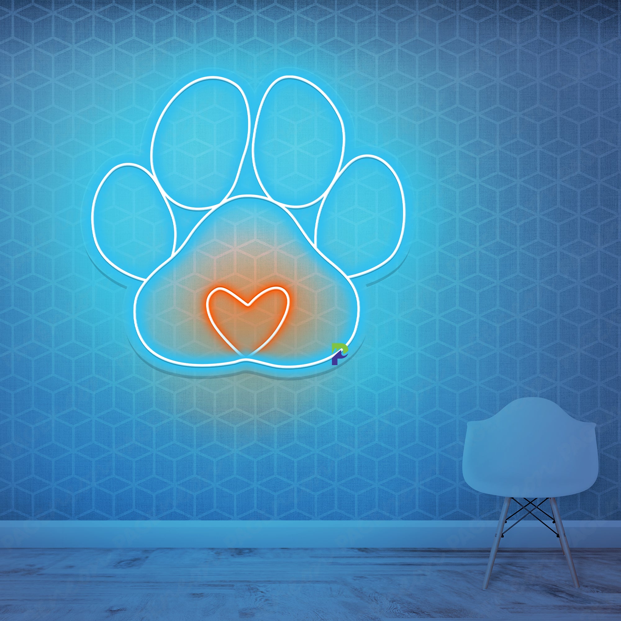 Dog Sign Neon Paw Print Led Light