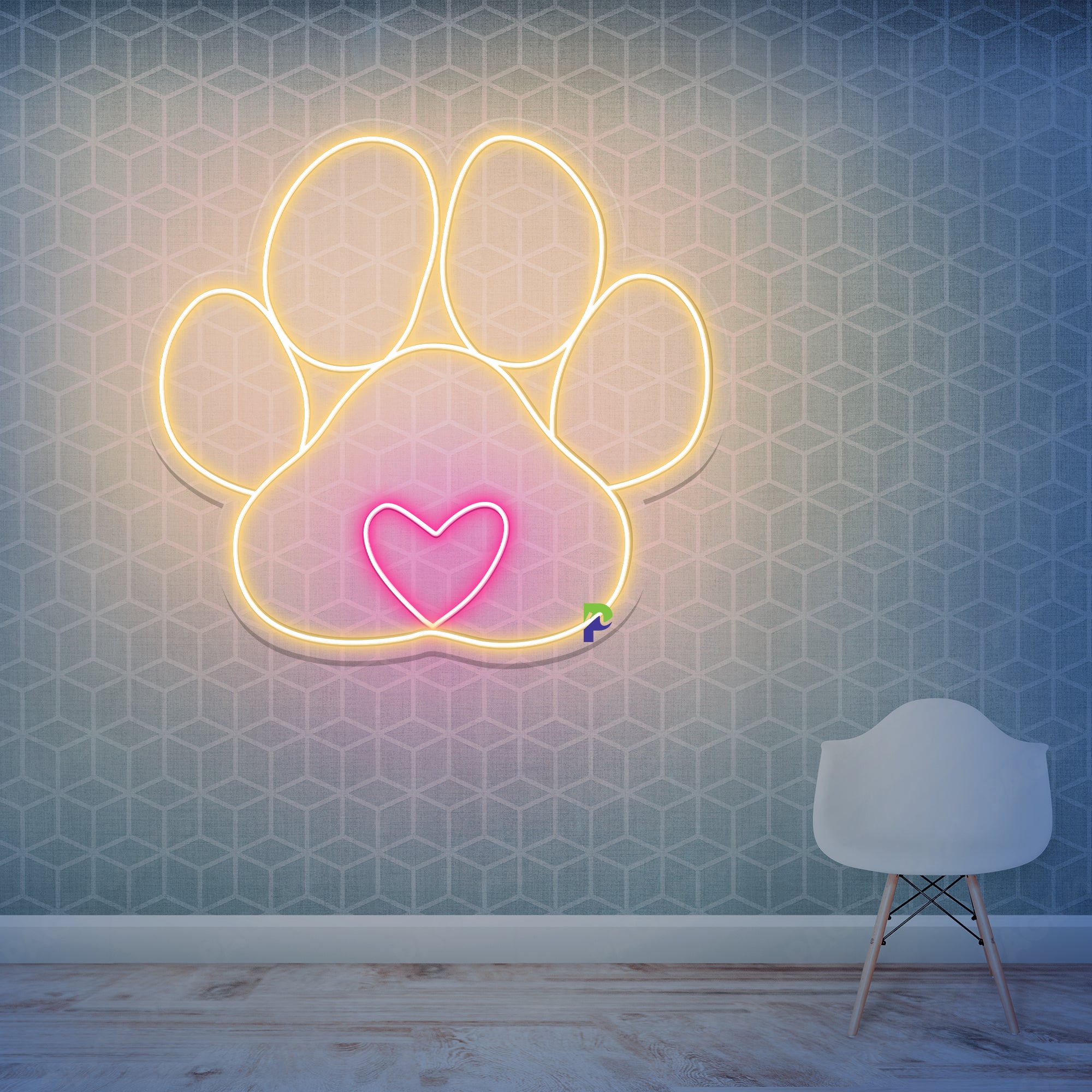 Dog Sign Neon Paw Print Led Light
