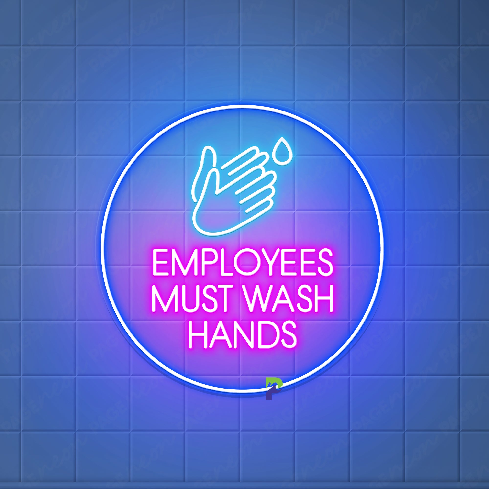 Employees Must Wash Hands Neon Sign Remind Led Light