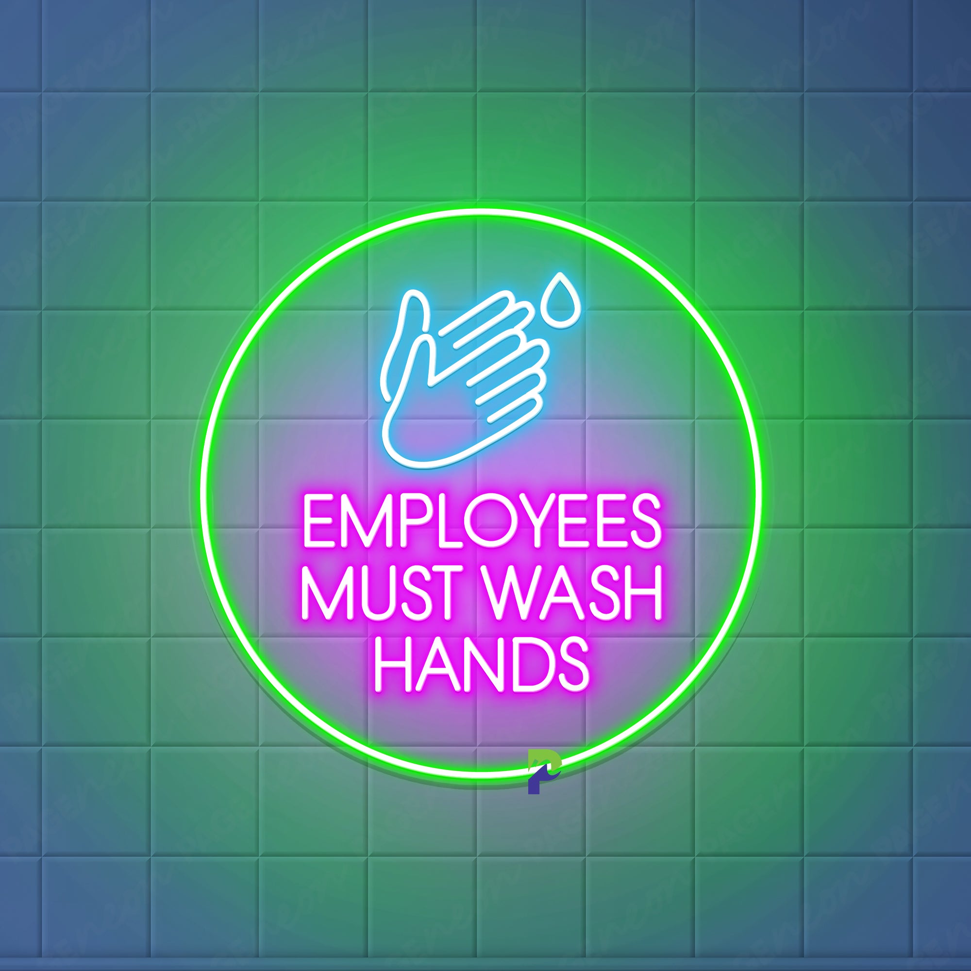 Employees Must Wash Hands Neon Sign Remind Led Light