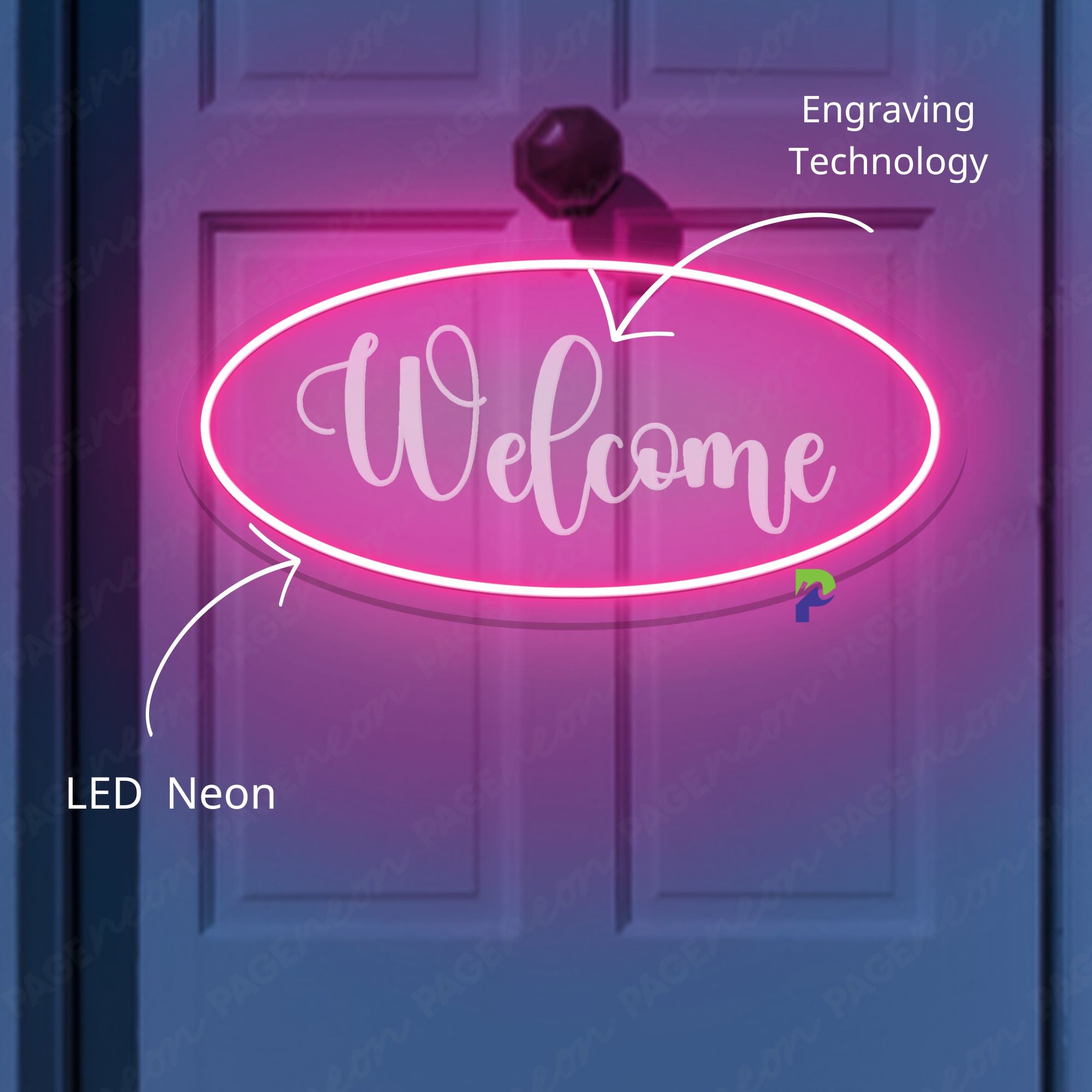 Neon Sign Welcome Engraving Open Led Light