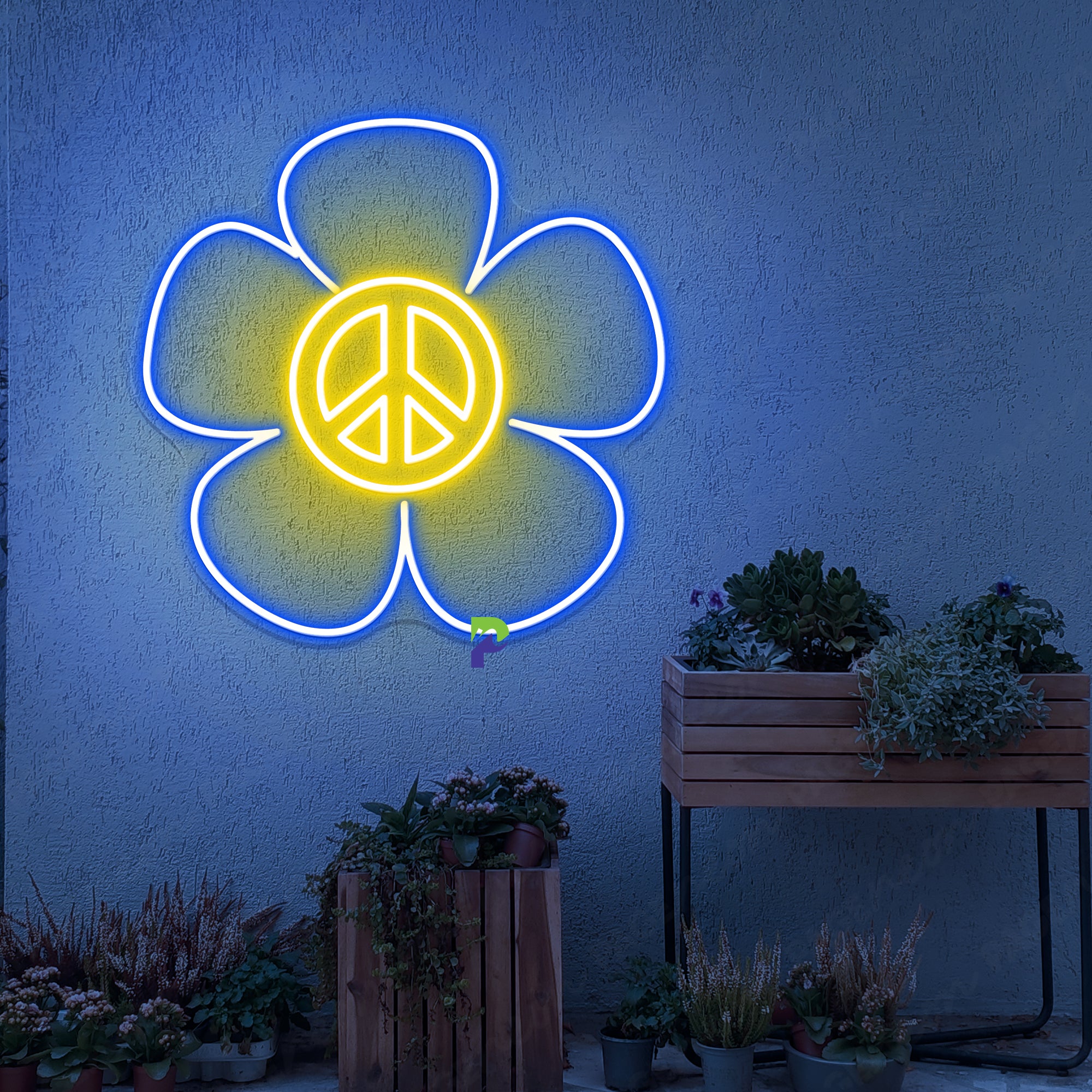 Flower Peace Neon Sign Aesthetic Symbol Led Light