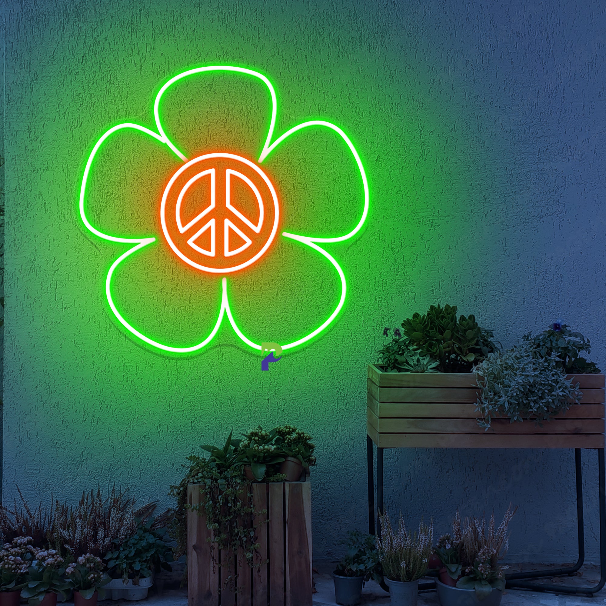 Flower Peace Neon Sign Aesthetic Symbol Led Light
