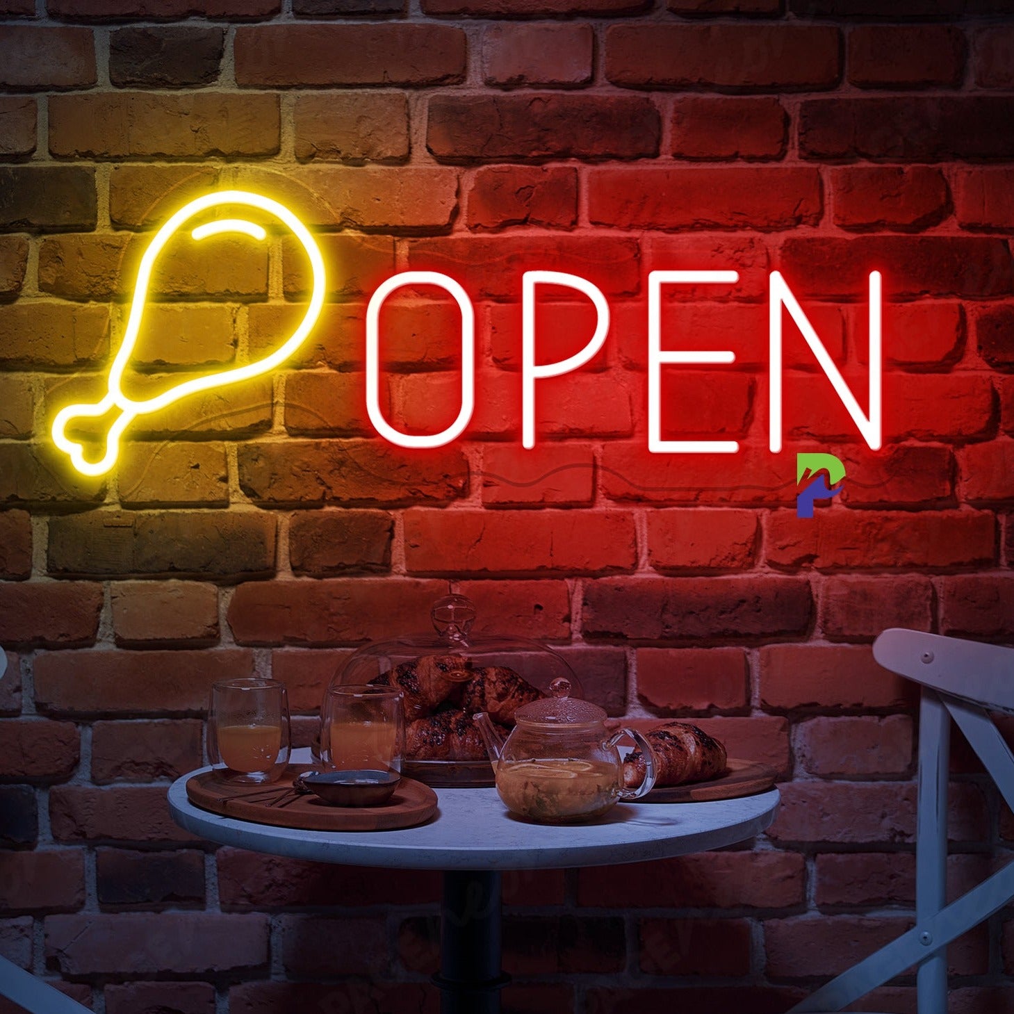 Fried Chicken Open Neon Sign Kitchen Led Light