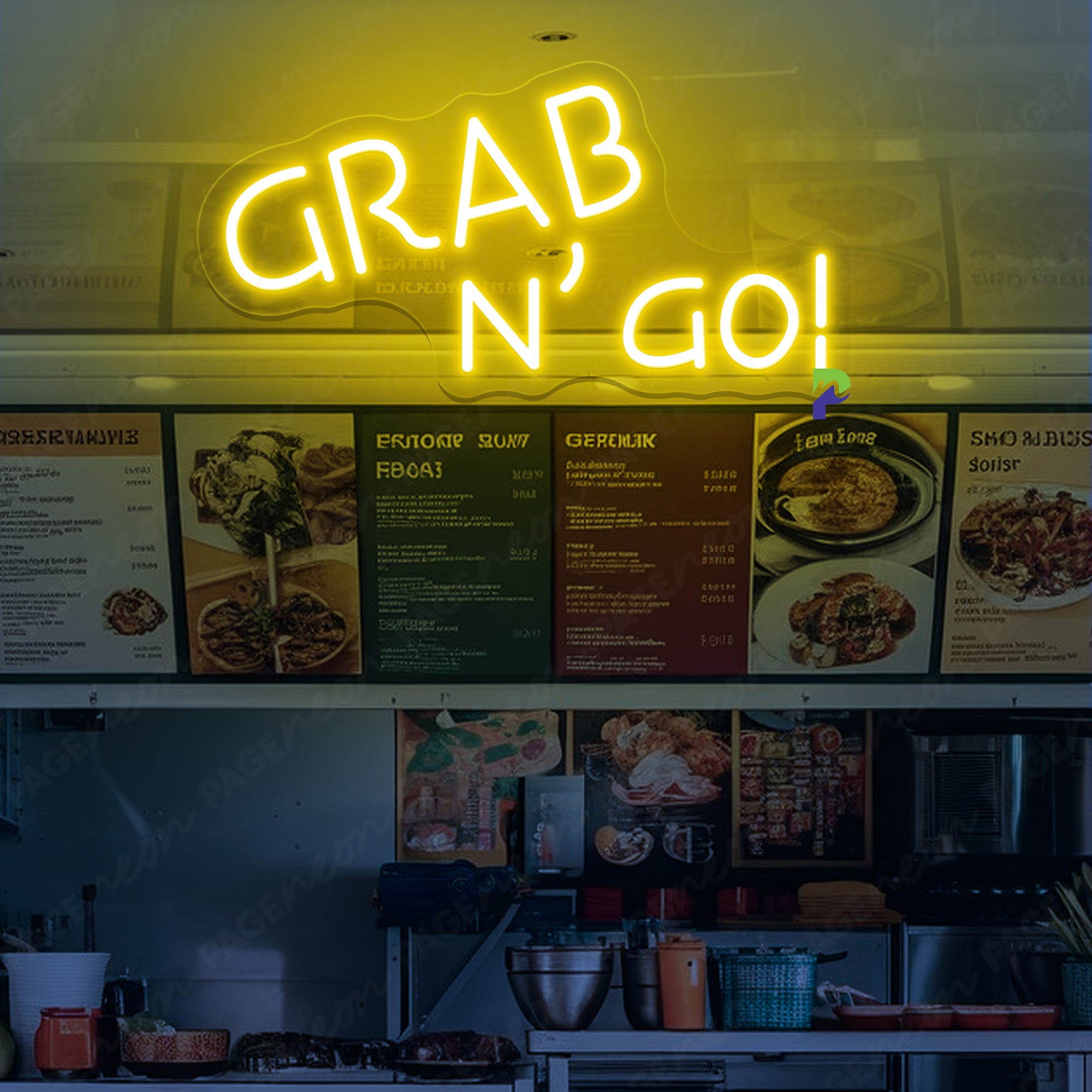 Grab N' Go Neon Sign Led Light For Business