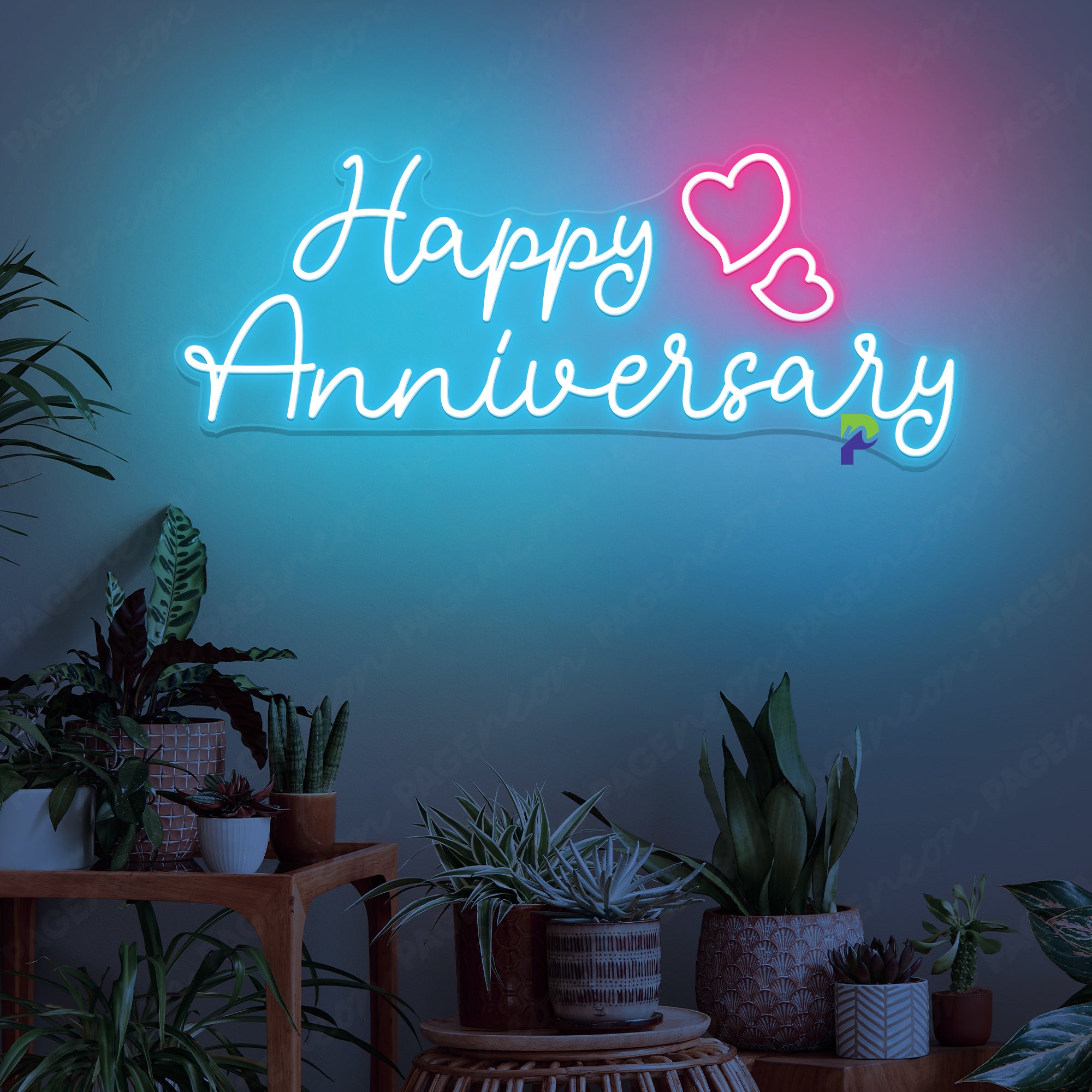Happy Anniversary Neon Sign Romantic Led Light