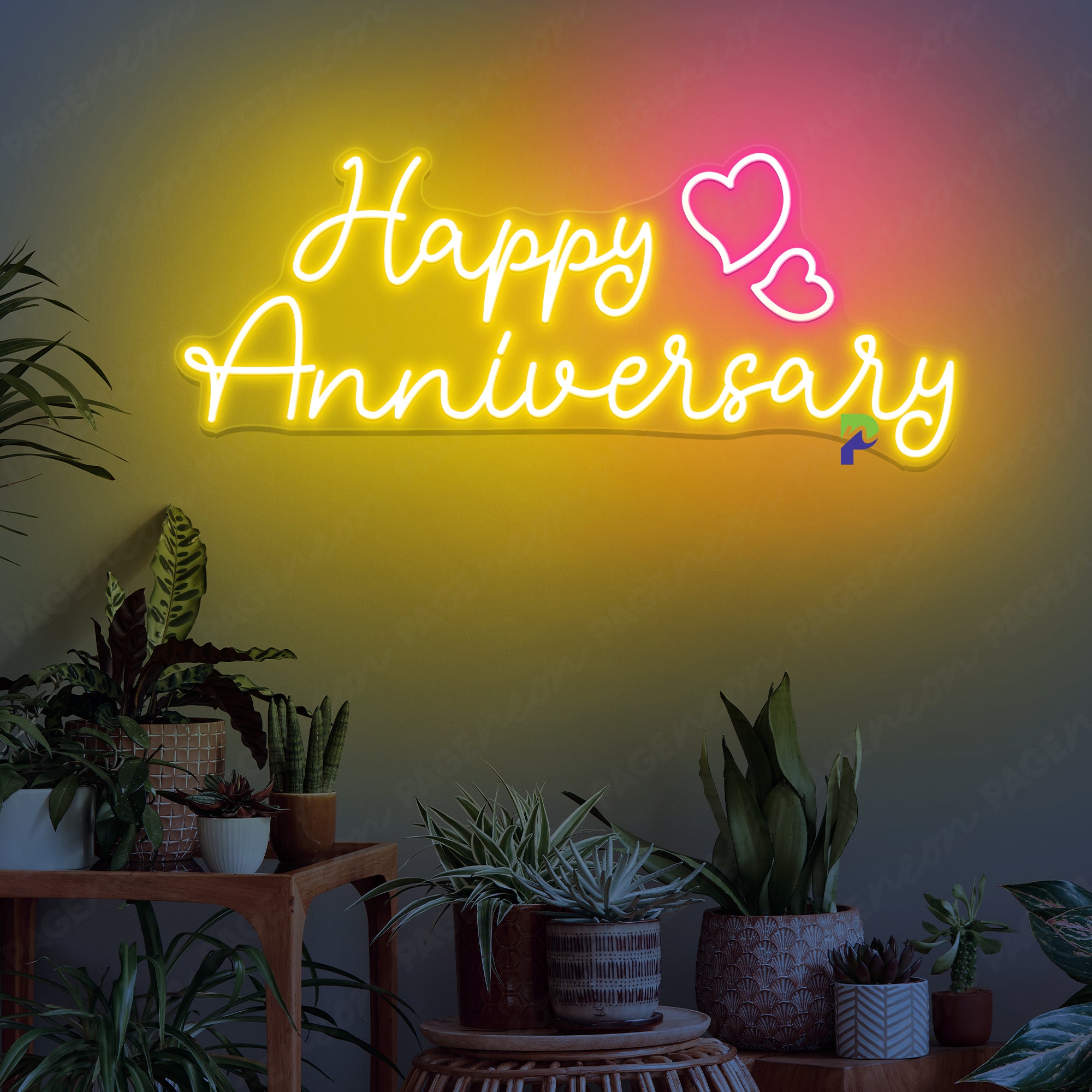 Happy Anniversary Neon Sign Romantic Led Light