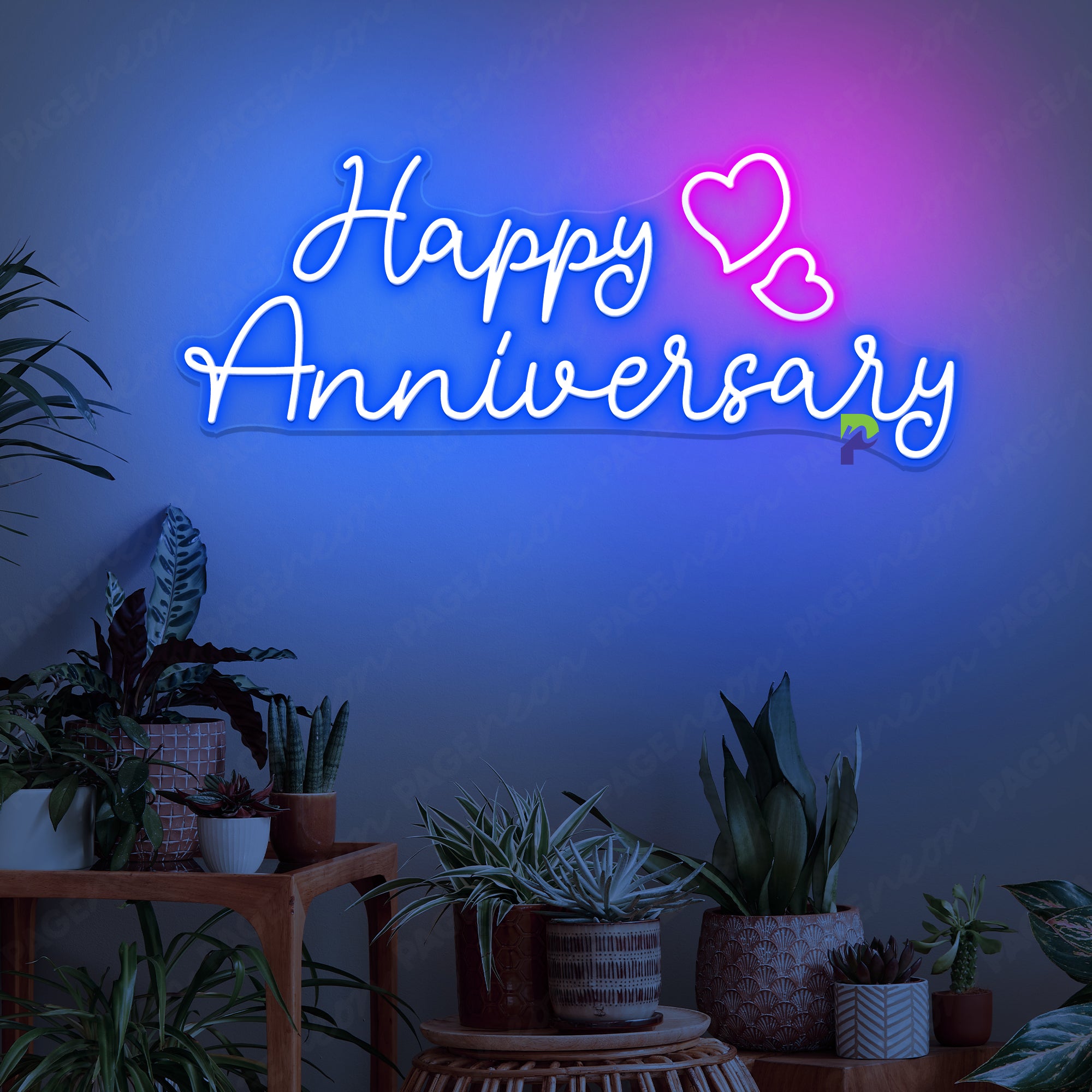 Happy Anniversary Neon Sign Romantic Led Light