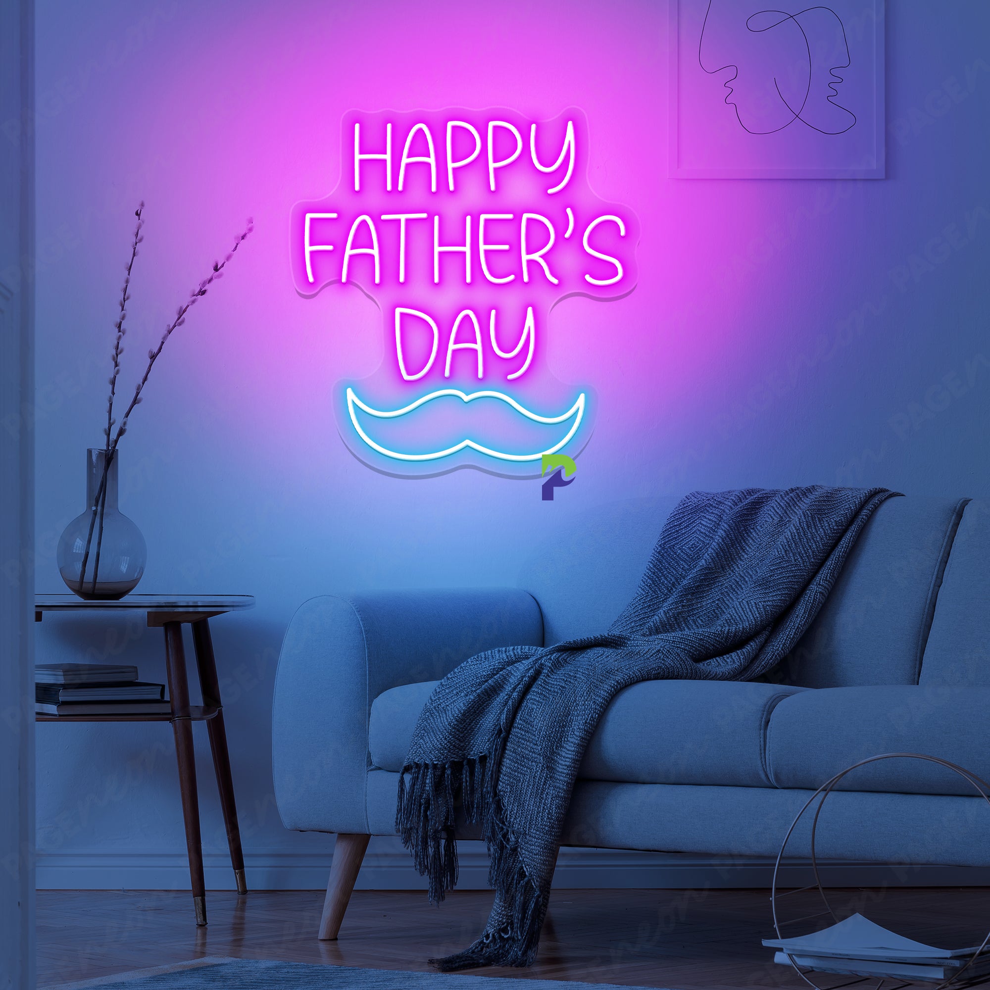 Happy Father’s Day Sign Beard Led Light