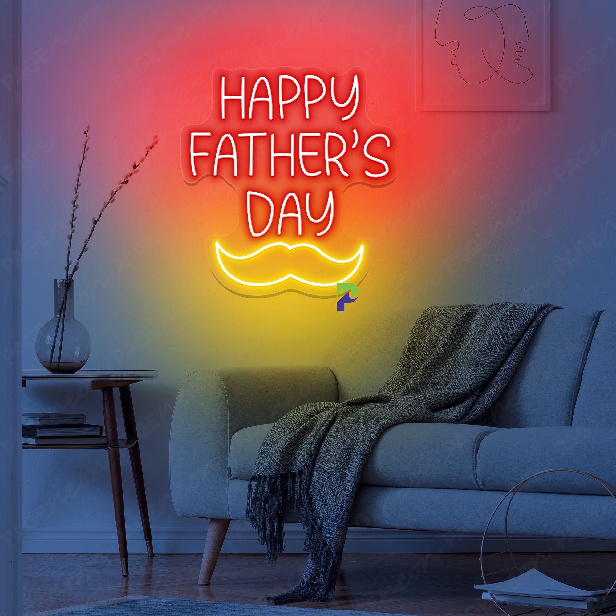 Happy Father’s Day Sign Beard Led Light