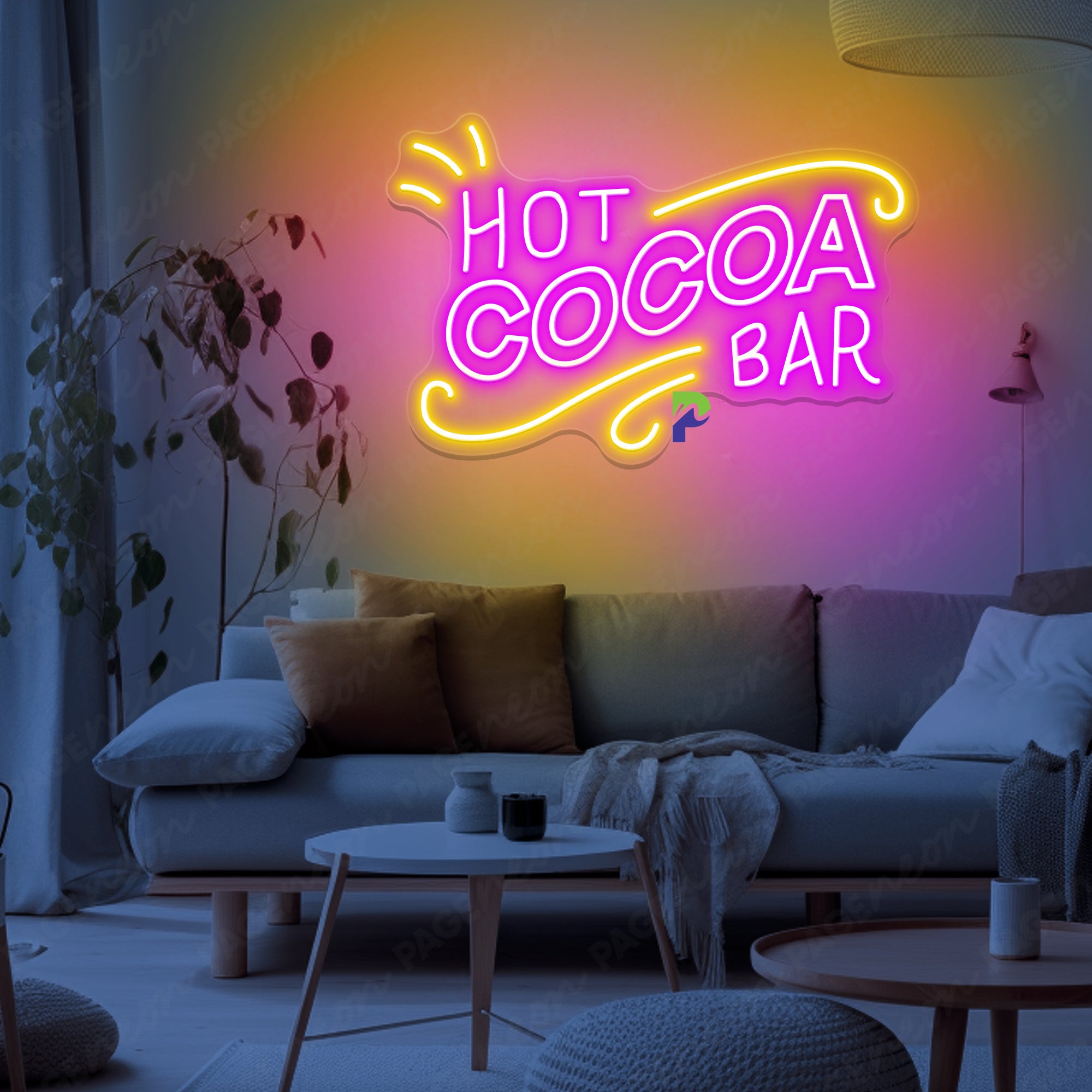Hot Cocoa Bar Neon Sign Art Word Led Light For Cafe