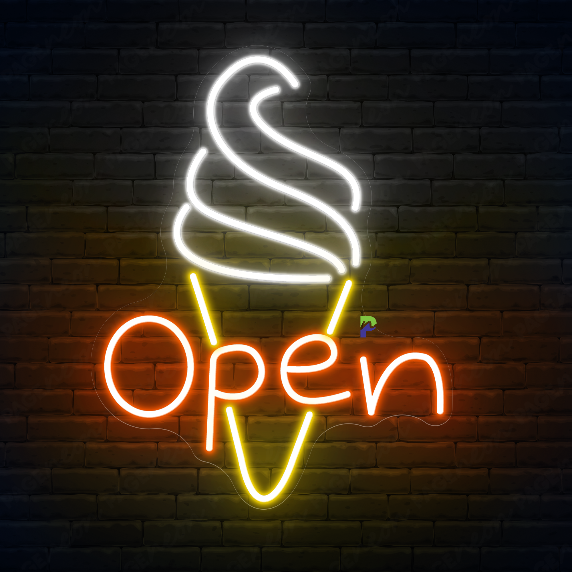 Ice Cream Neon Sign Business Open Led Light