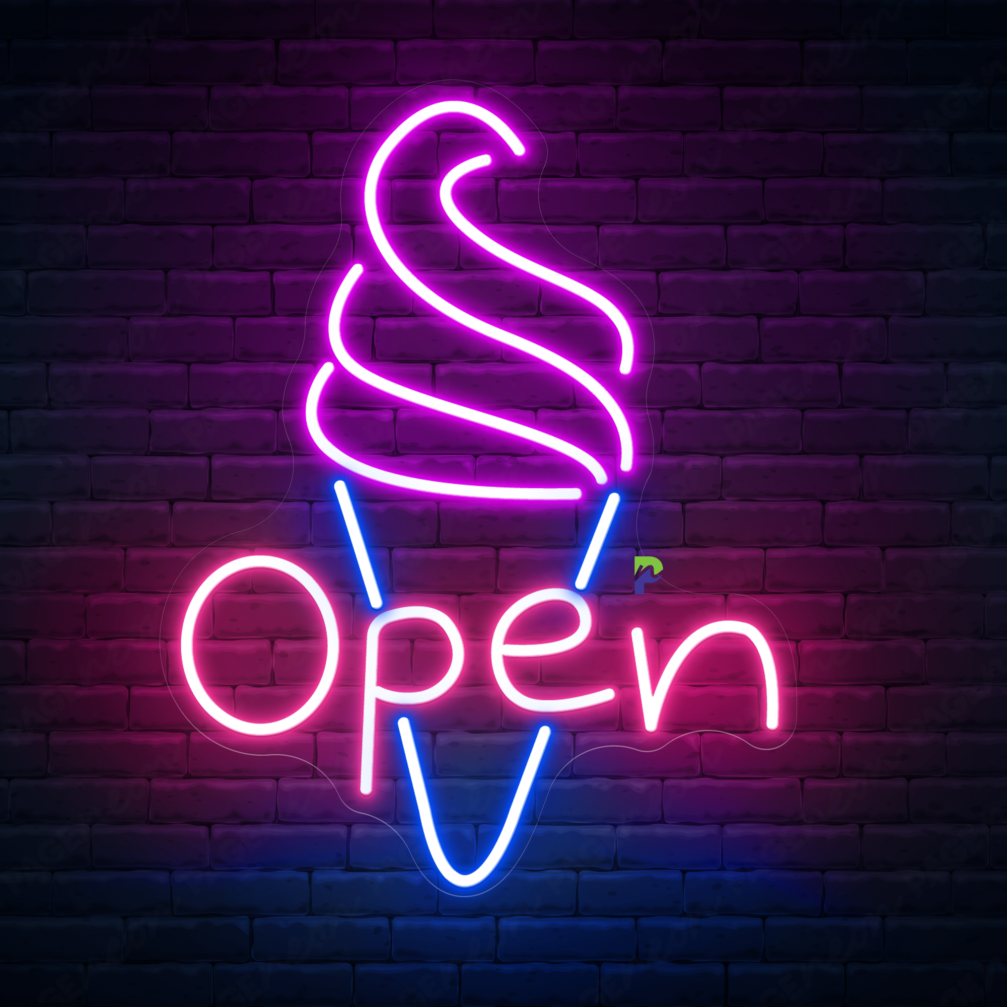 Ice Cream Neon Sign Business Open Led Light