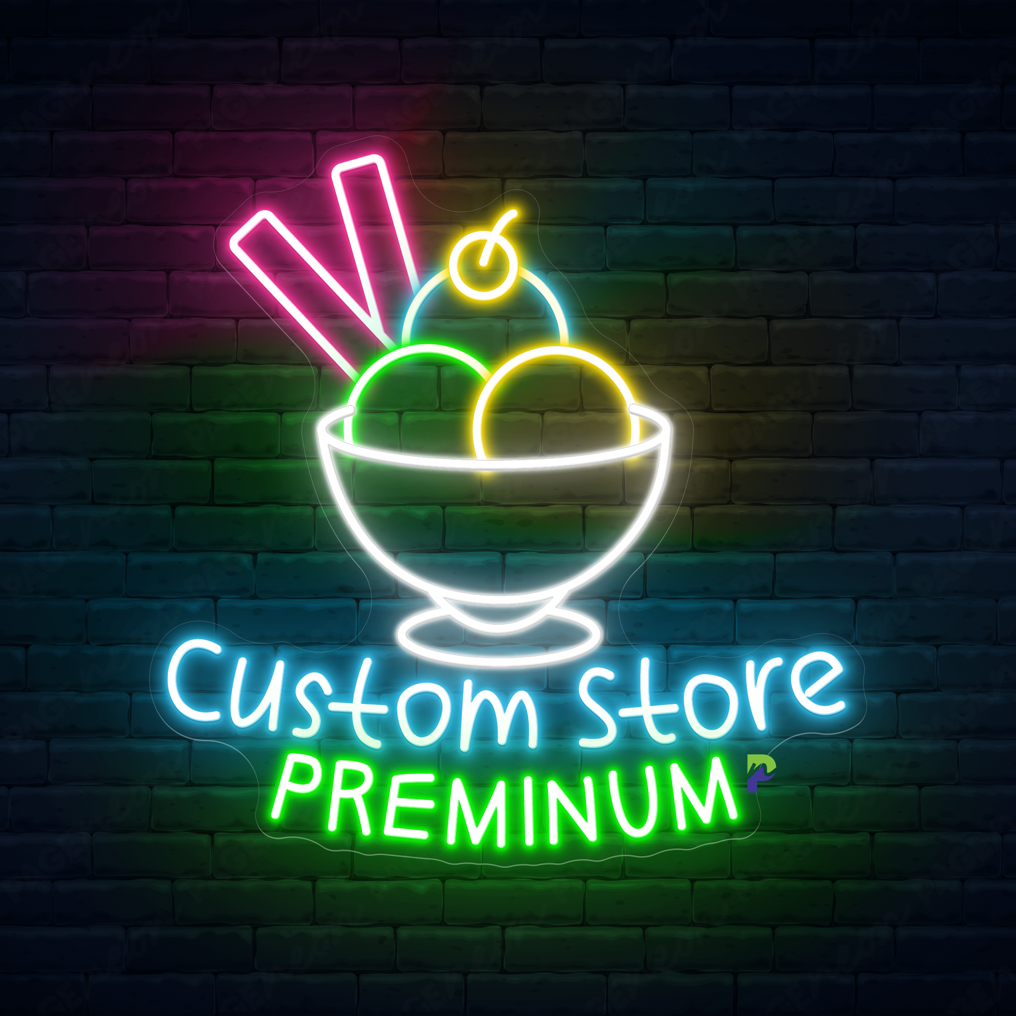 Ice Cream Neon Sign Custom Shop Name Led Light