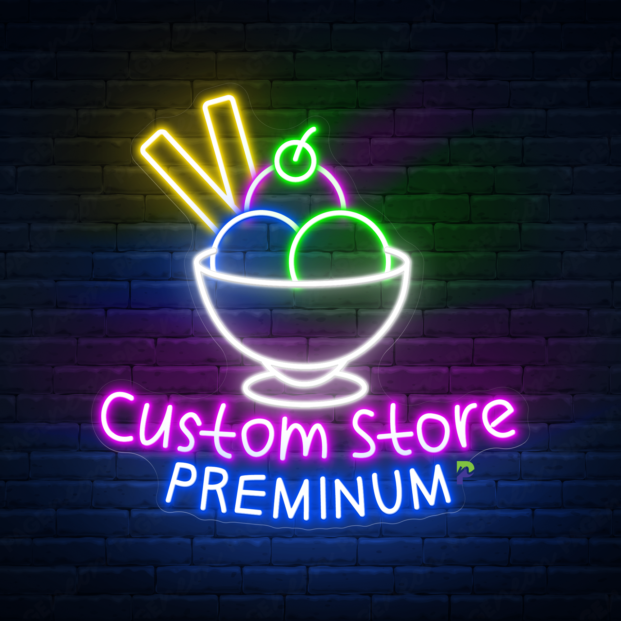 Ice Cream Neon Sign Custom Shop Name Led Light