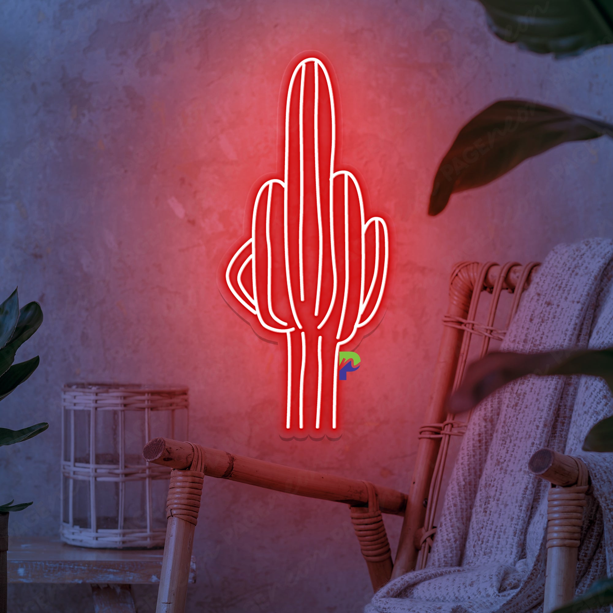 Middle Finger Neon Sign Cactus Led Light