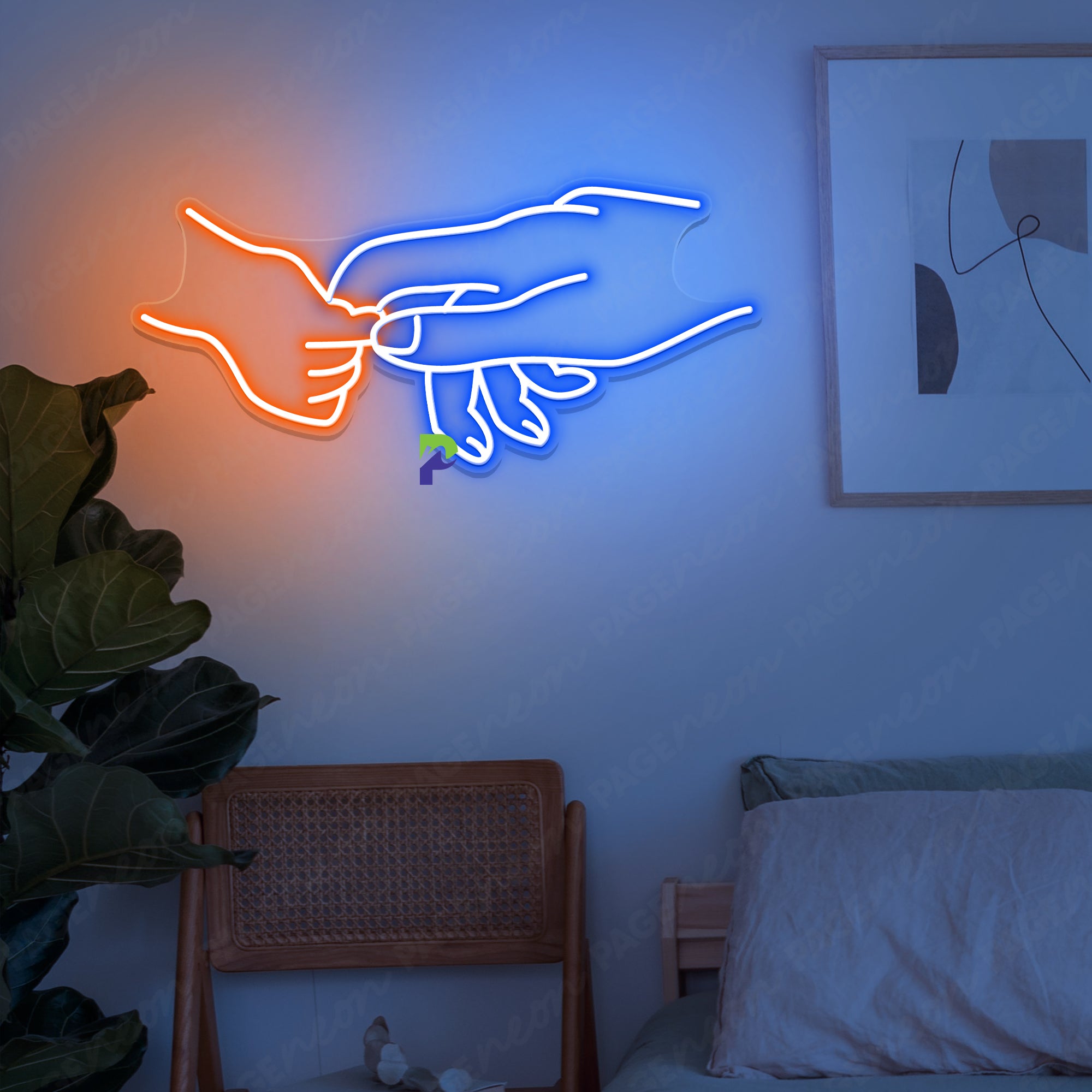 Mother Neon Sign Hand On Hand Led Light 
