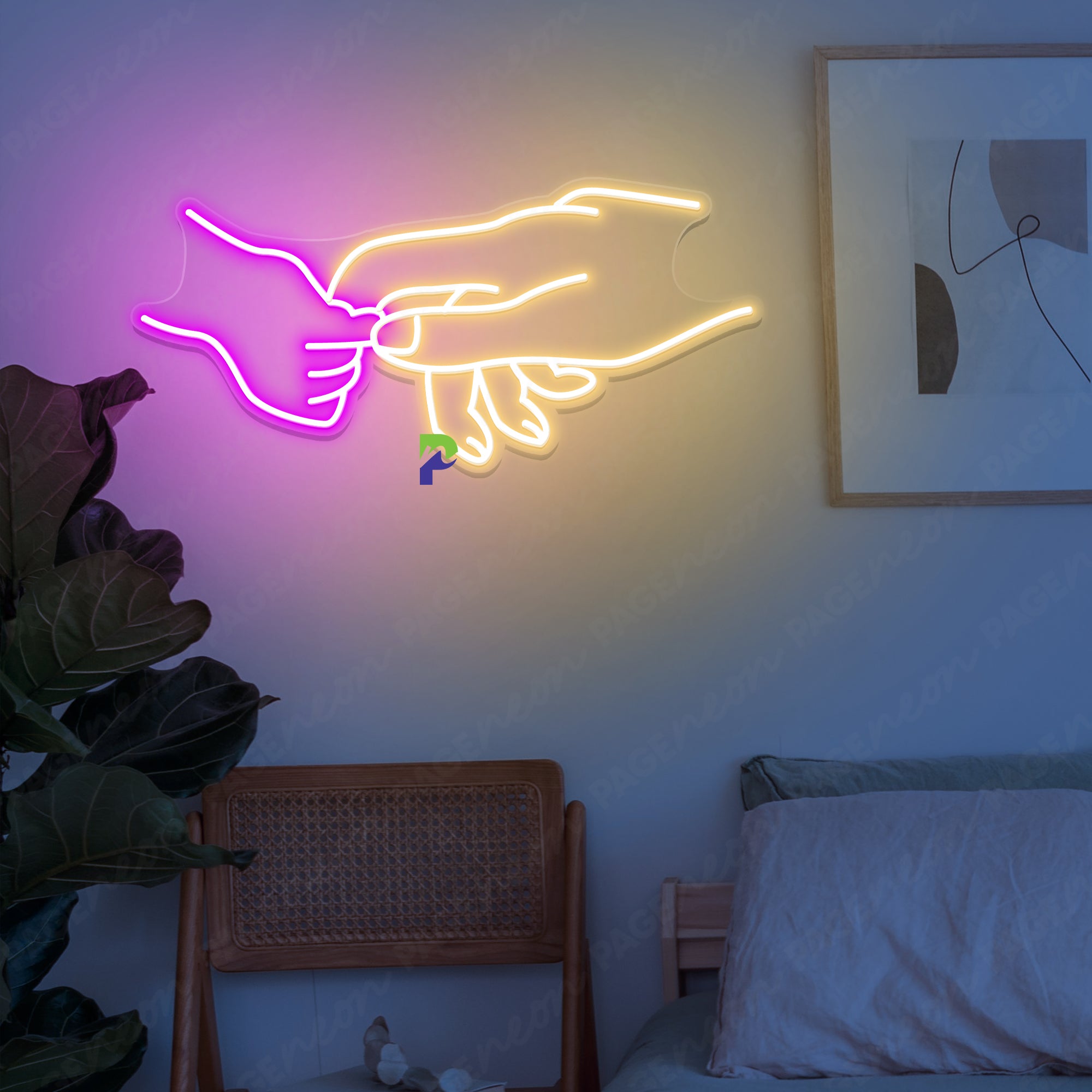 Mother Neon Sign Hand On Hand Led Light 