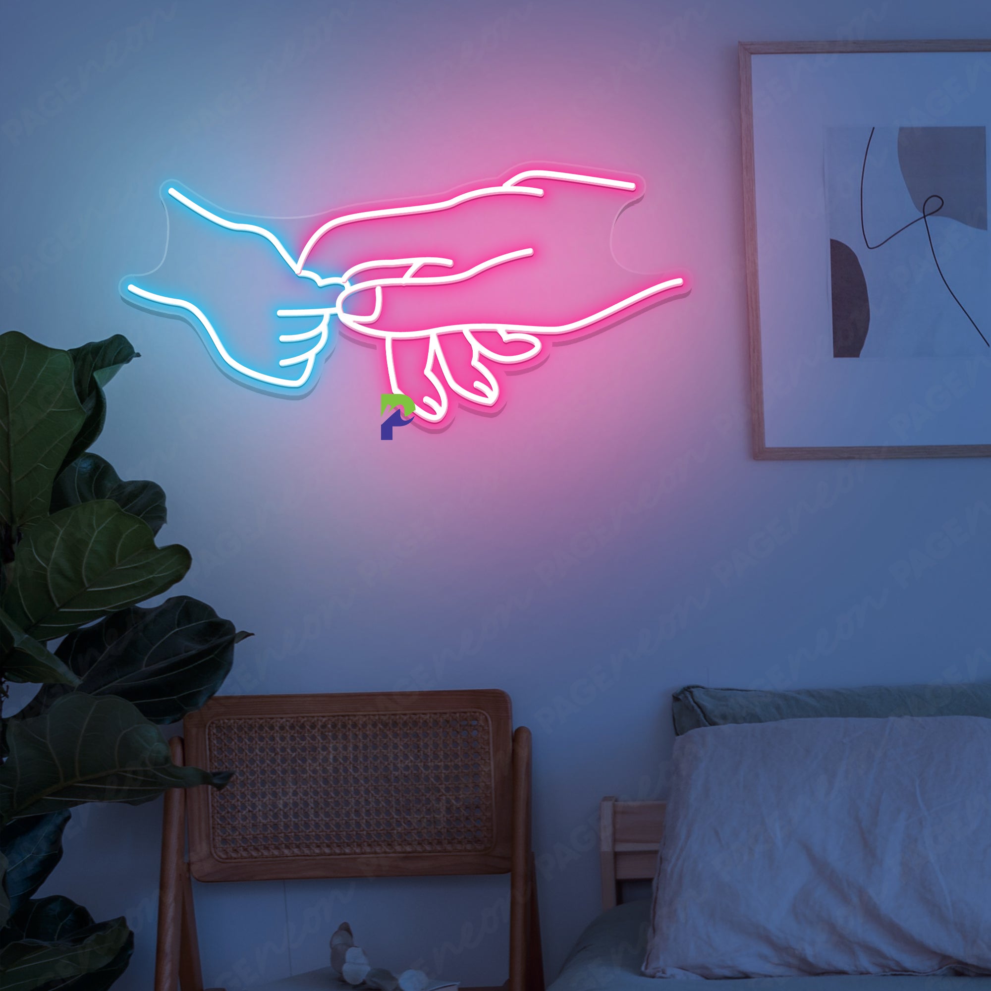 Mother Neon Sign Hand On Hand Led Light 