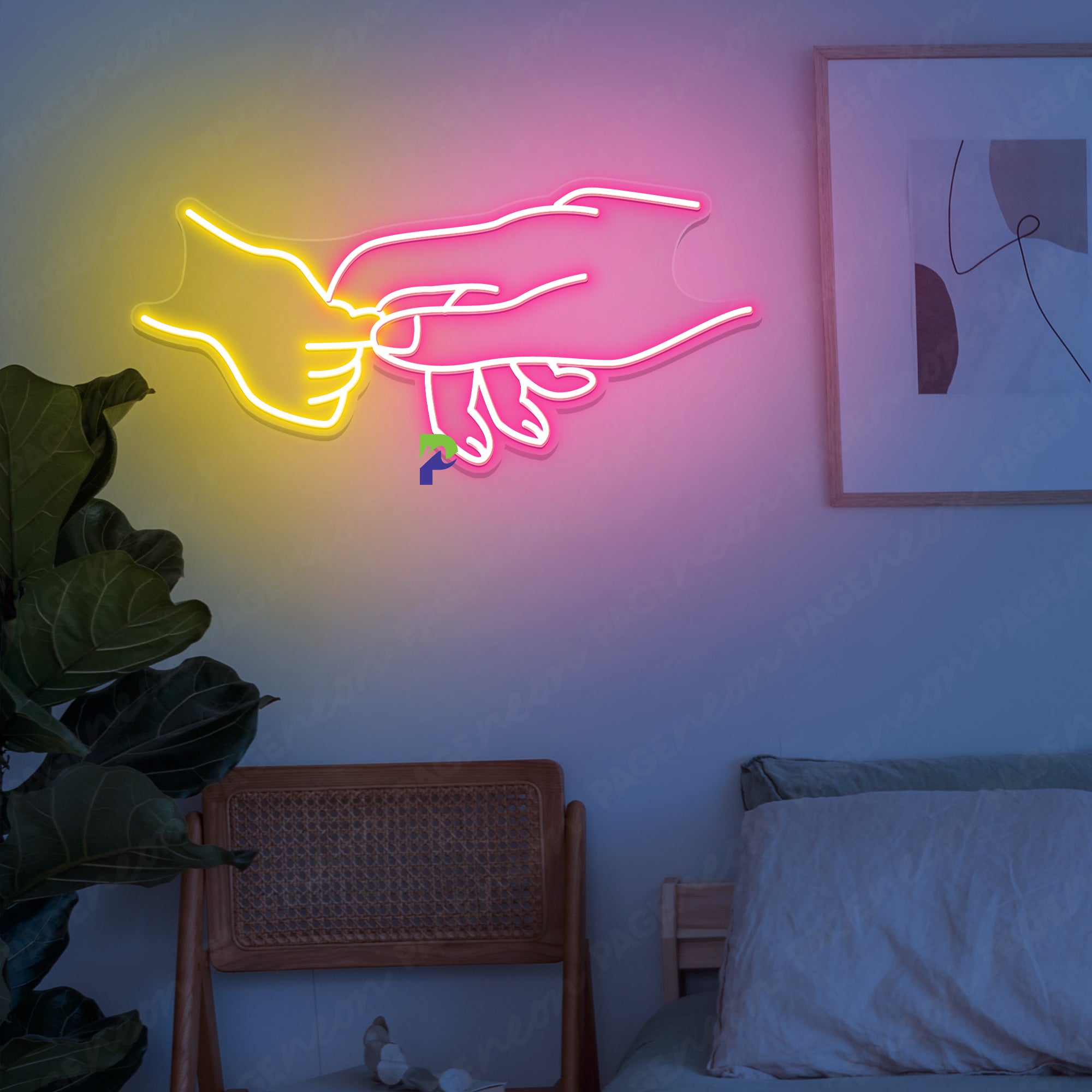 Mother Neon Sign Hand On Hand Led Light 