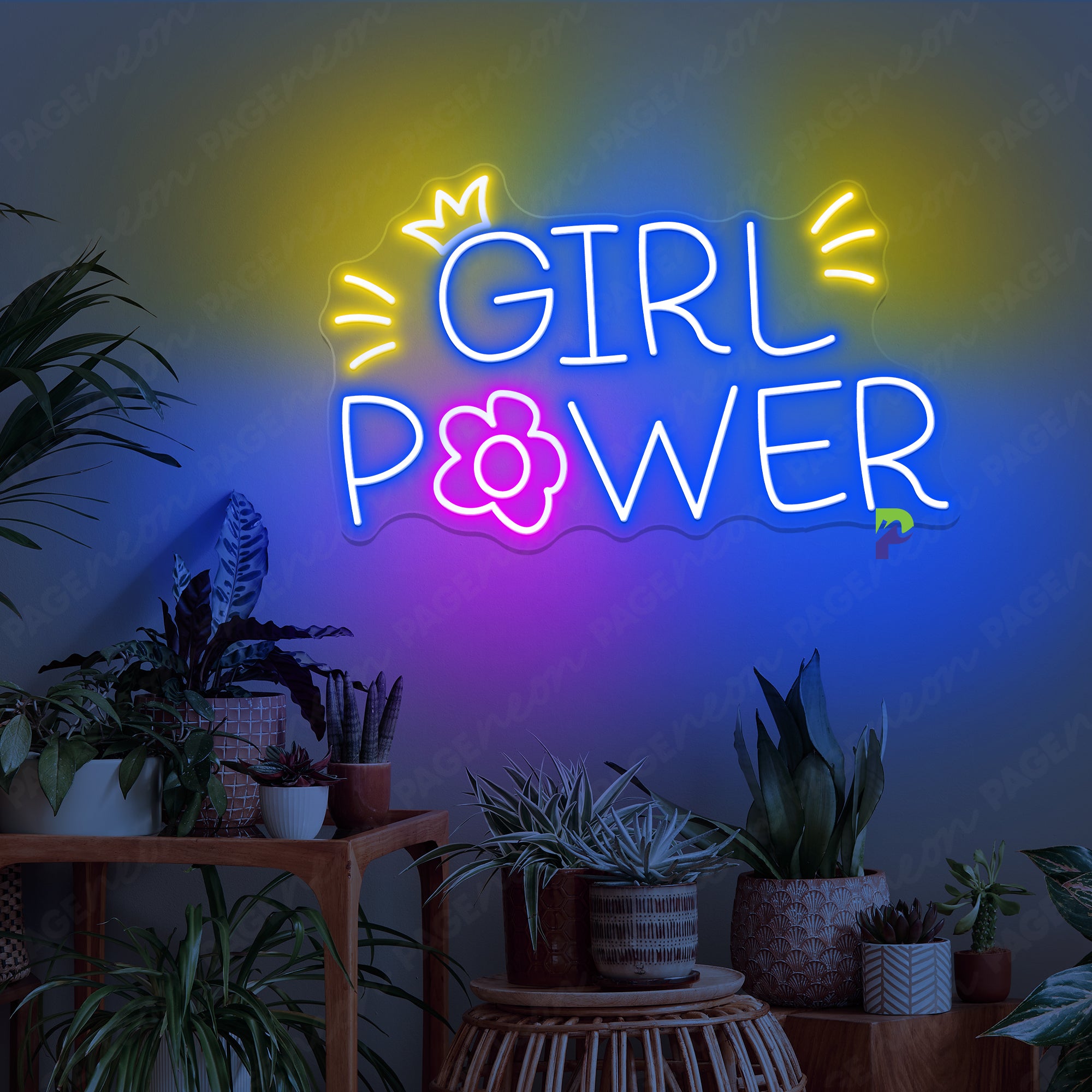 Neon Girl Power Sign Flower Vibe Led Light