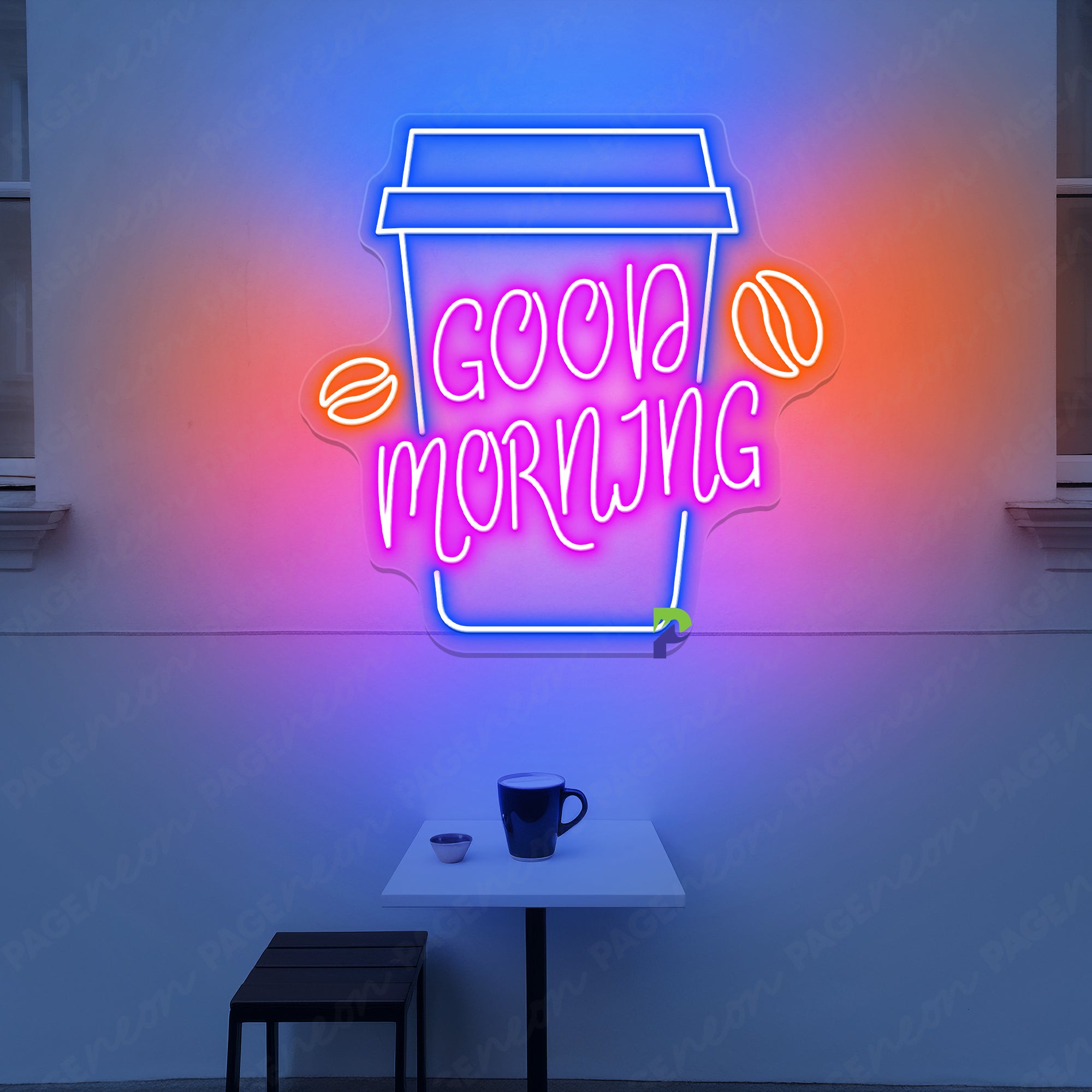 Neon Good Morning Sign Coffee Cup Led Light