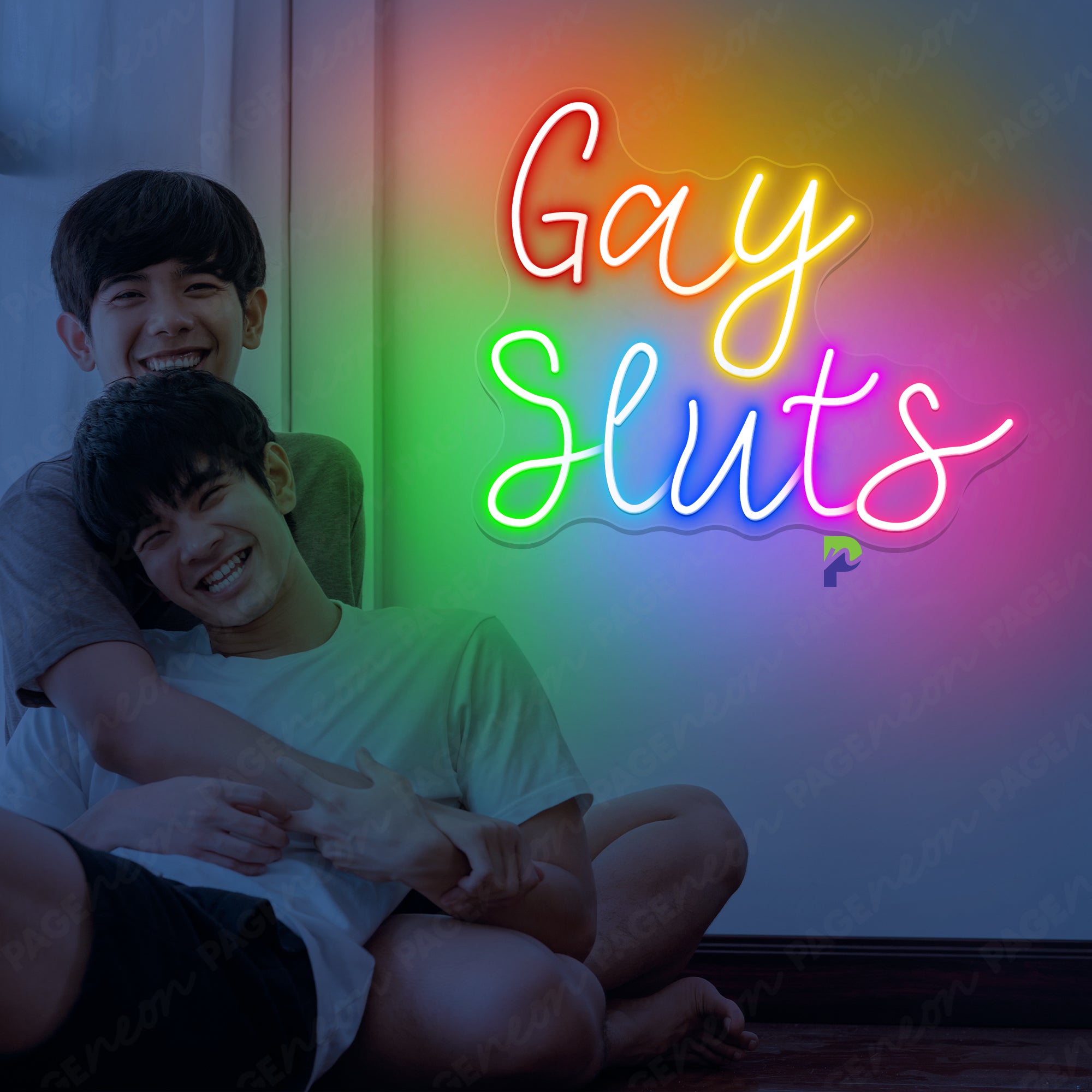 Neon Sign Gay Sluts Rainbow Word Led Light