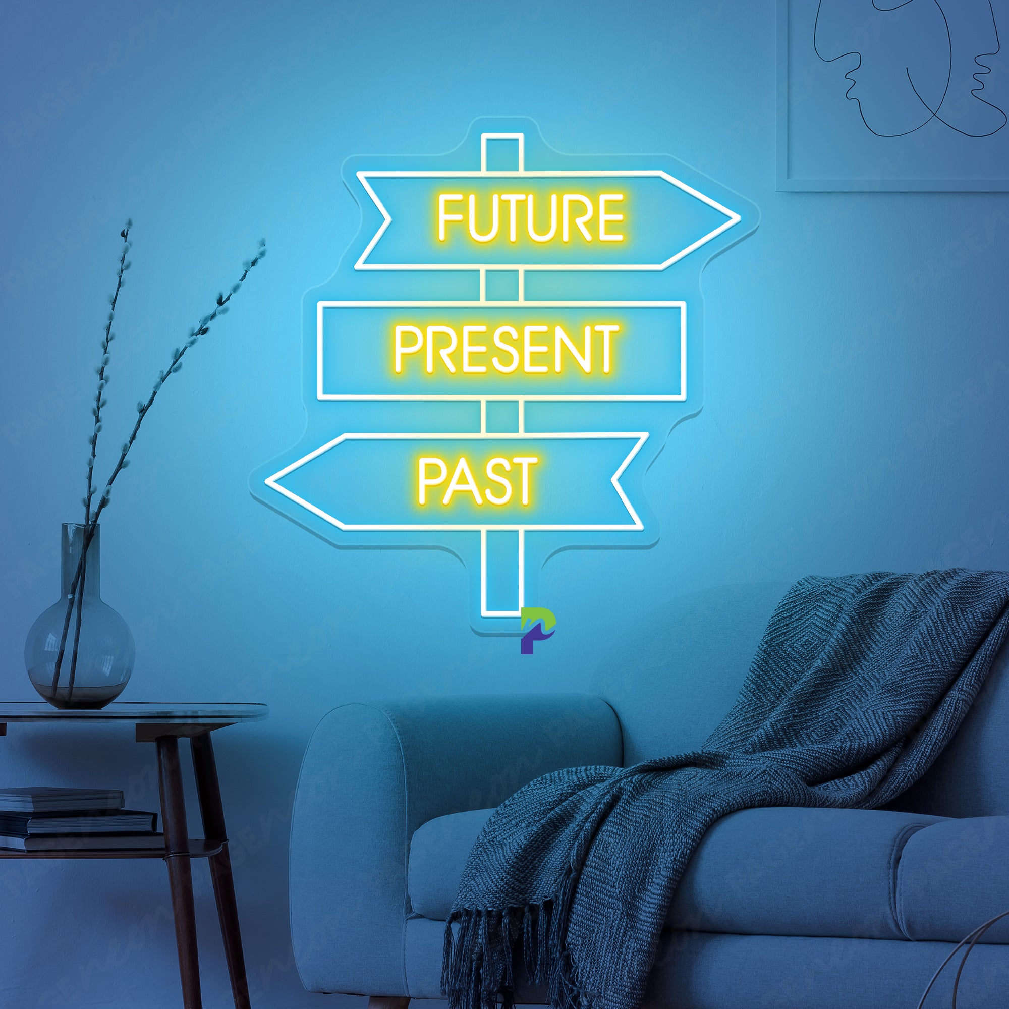 Neon Sign Past Present Future Road Sign Led Light