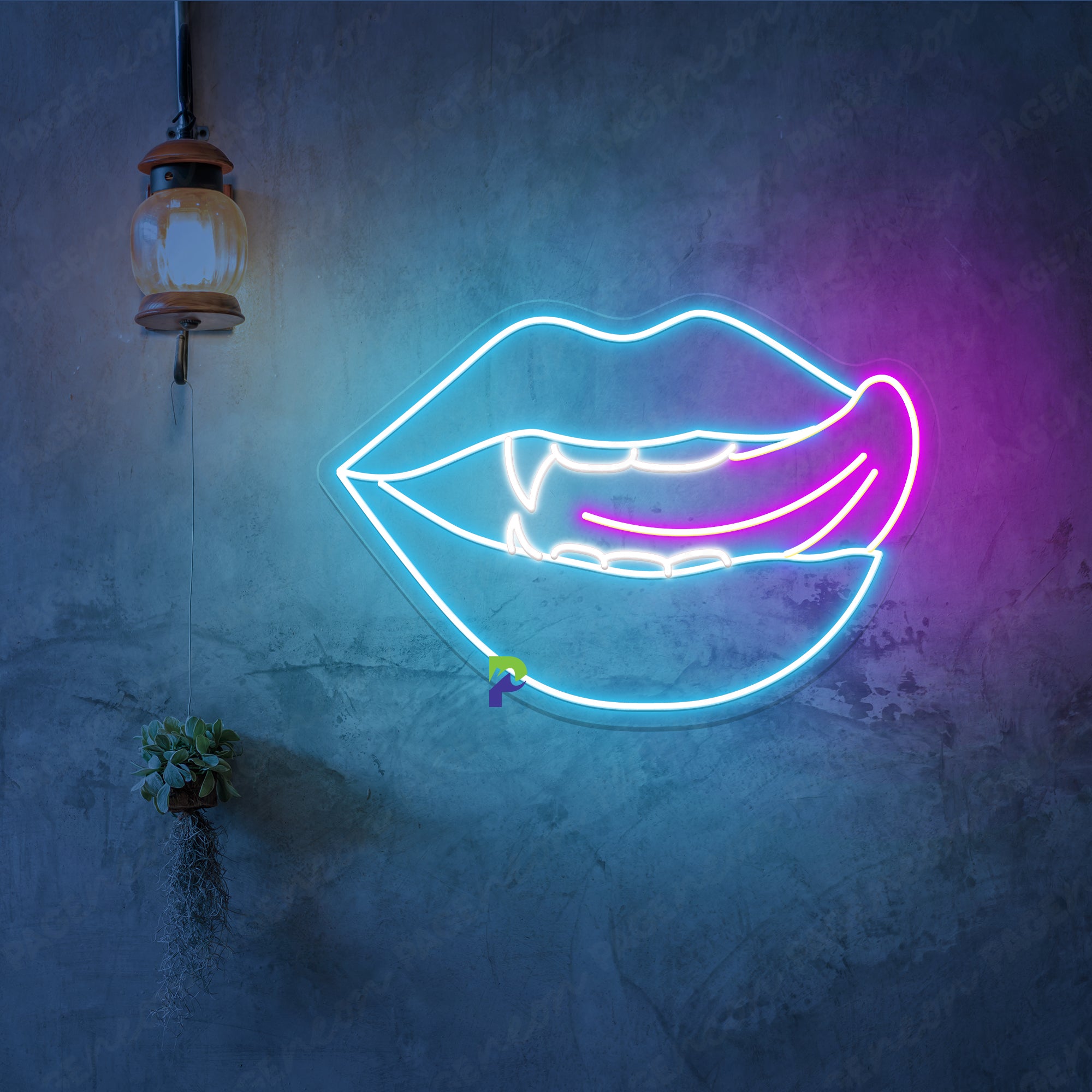 Neon Lips Sign Sexy Dracula Teeth Led Light