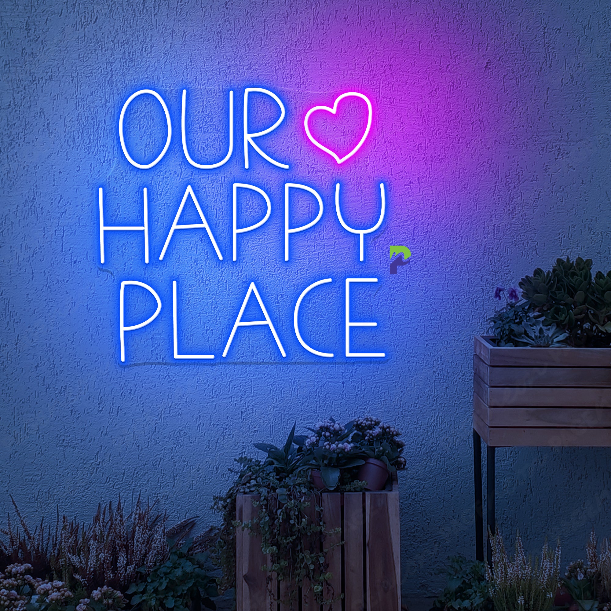 Lovely Bright Pink “Our Happy Place” LED Night Light hot Romantic Room Wall Decor