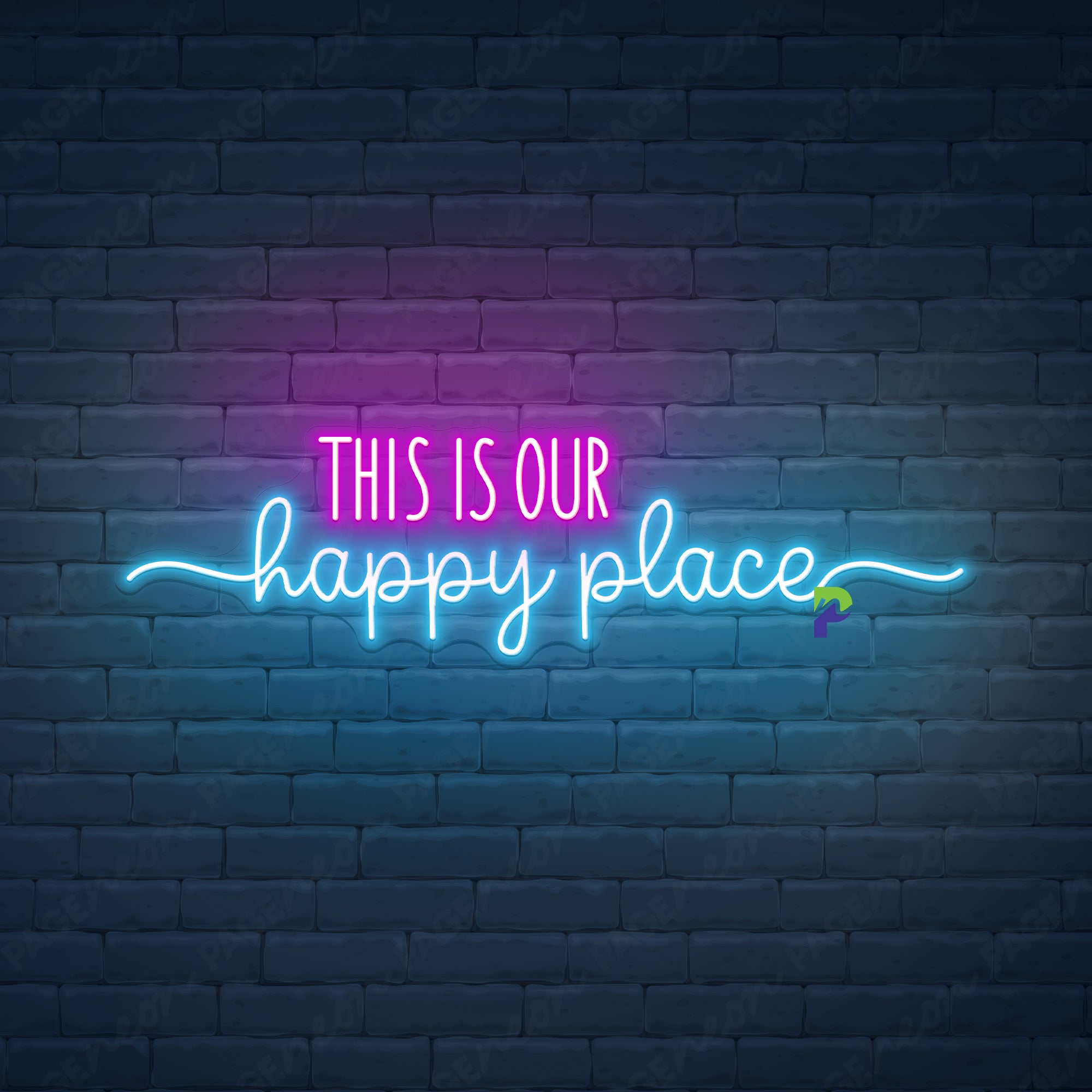 Fun Bright Vivid sale Blue / Pink This is my Happy Place LED Night Light Room Wall De