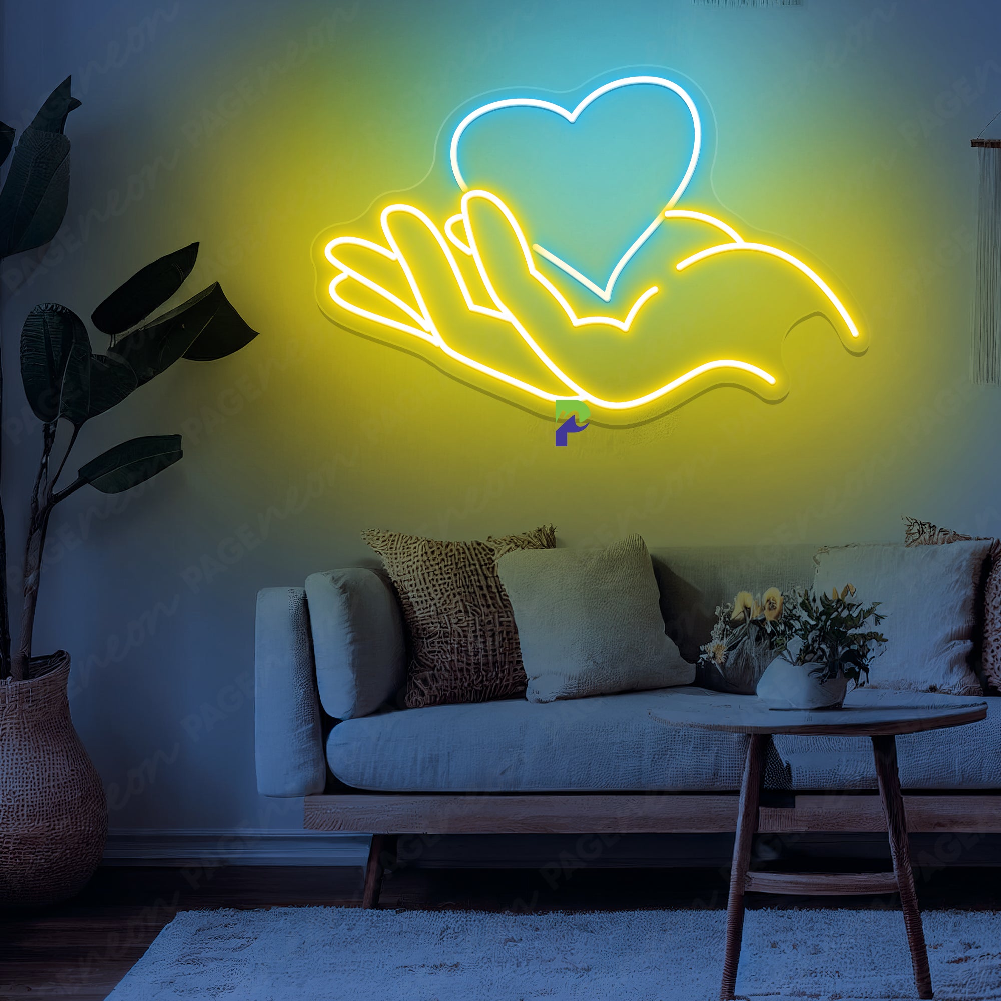Peace Neon Sign Hand Holding Love Led Light