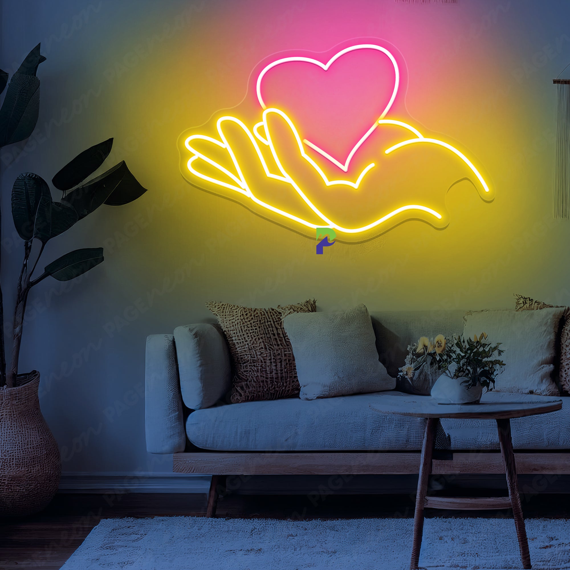 Peace Neon Sign Hand Holding Love Led Light