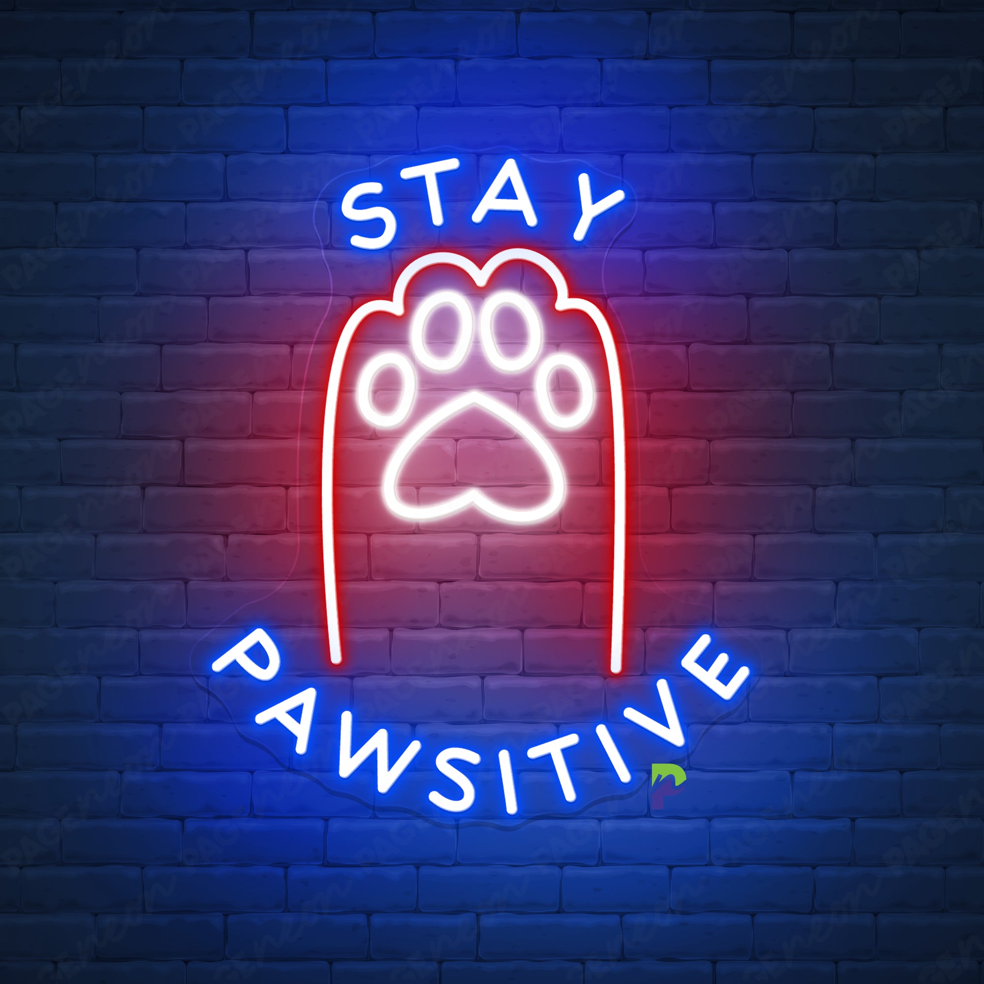 Pet Shop Neon Sign Stay Pawsitive Led Light