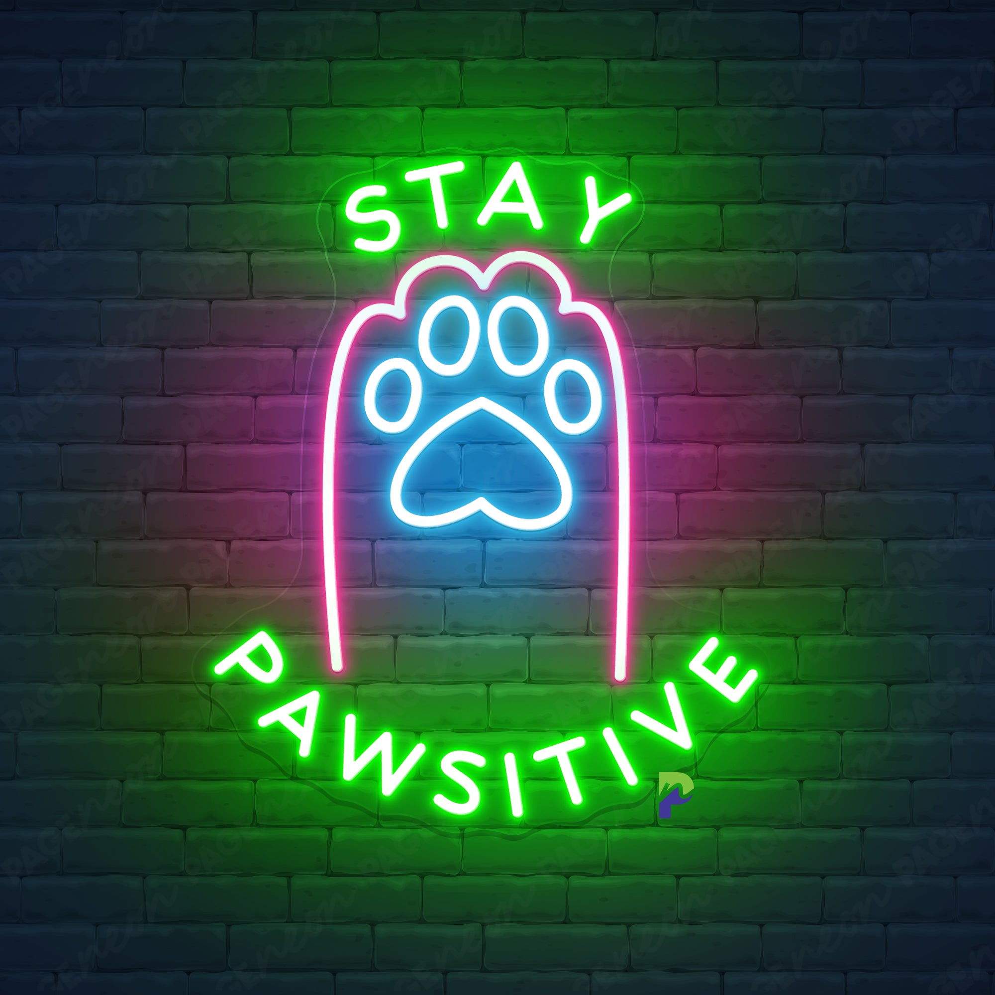 Pet Shop Neon Sign Stay Pawsitive Led Light