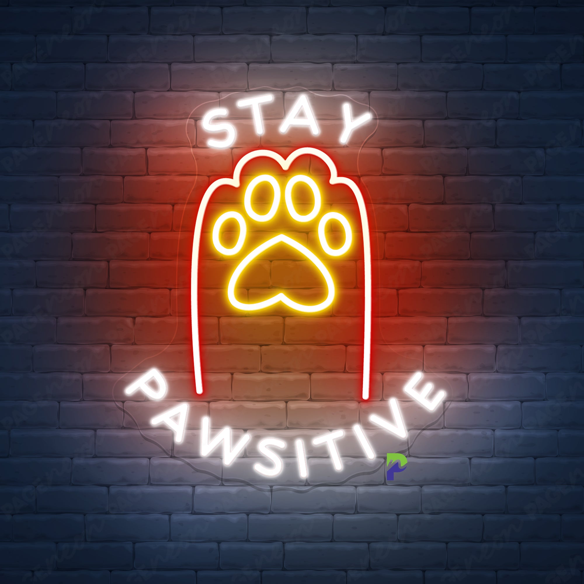 Pet Shop Neon Sign Stay Pawsitive Led Light