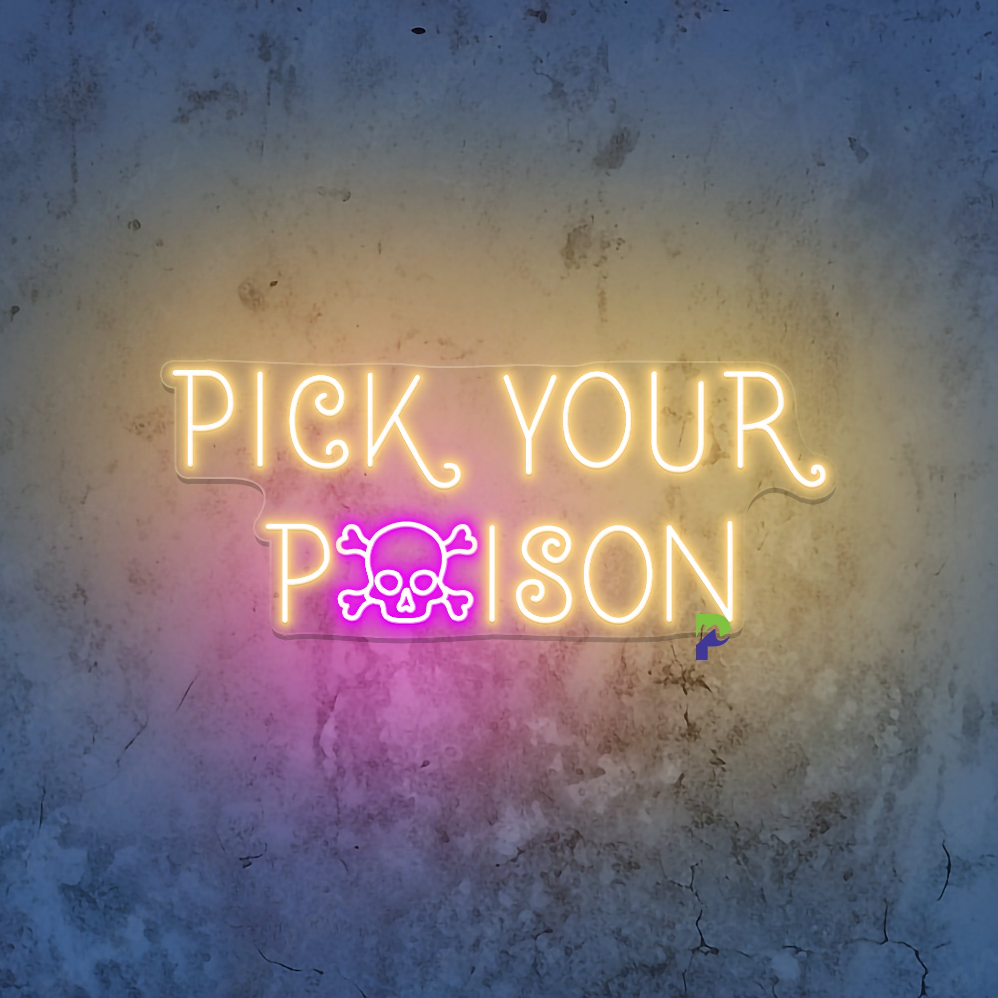 Pick Your Poison Neon Sign Skull Led Light
