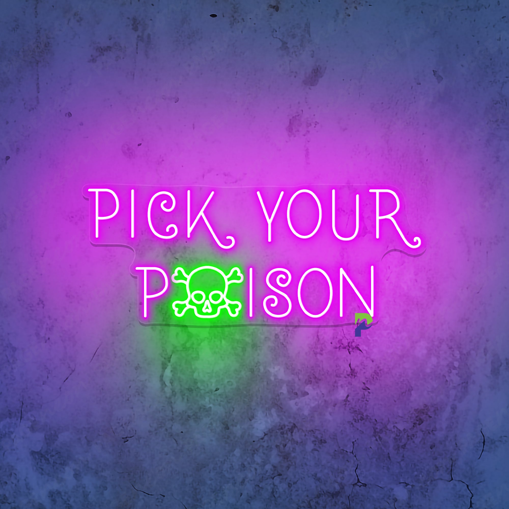 Pick Your Poison Neon Sign Skull Led Light