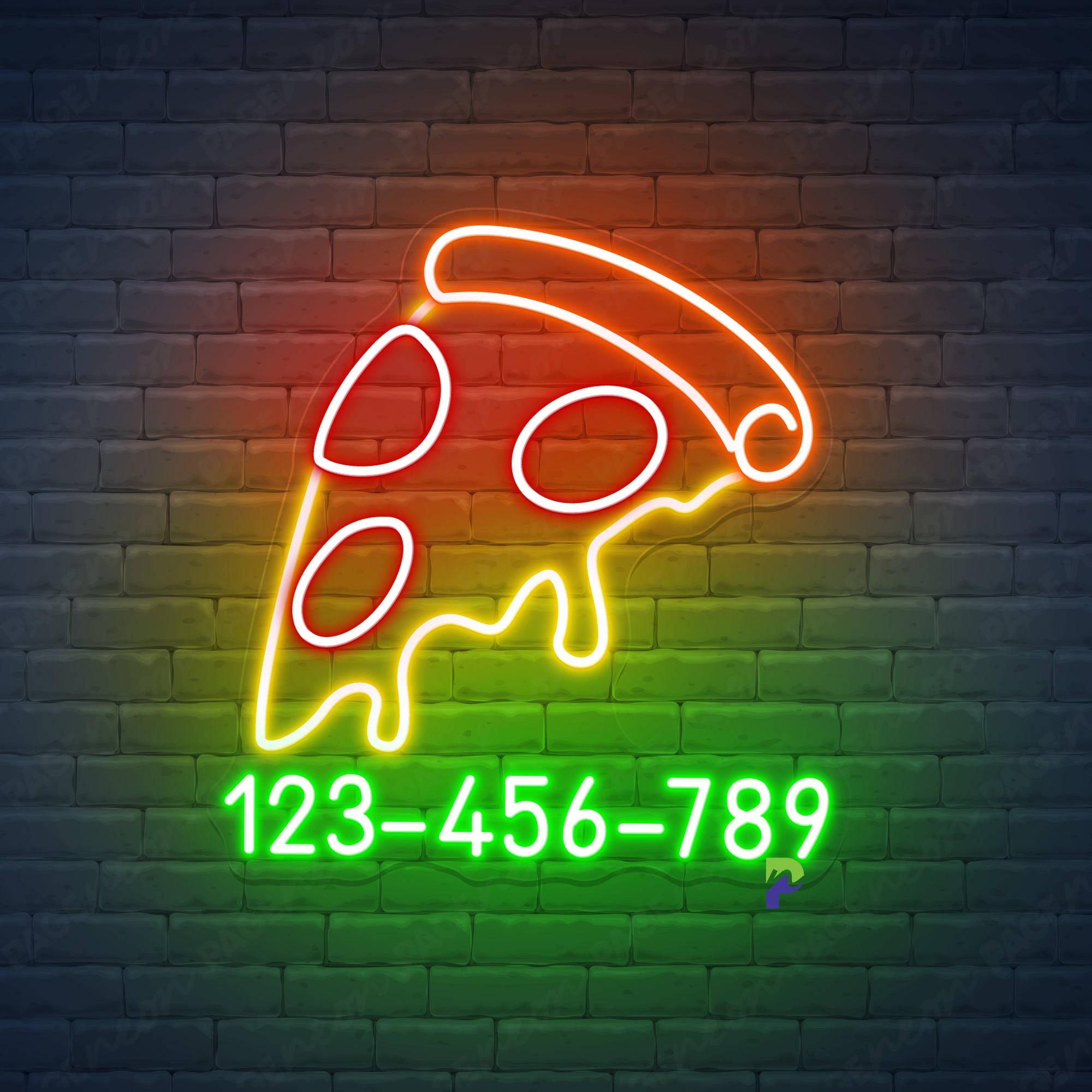 Pizza Neon Sign Custom Phone Number Led Light