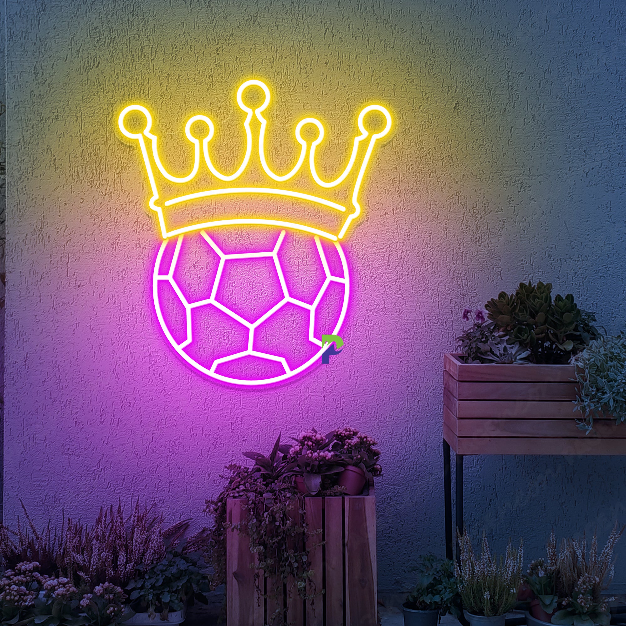 Soccer Neon Sign King Crown Led Light