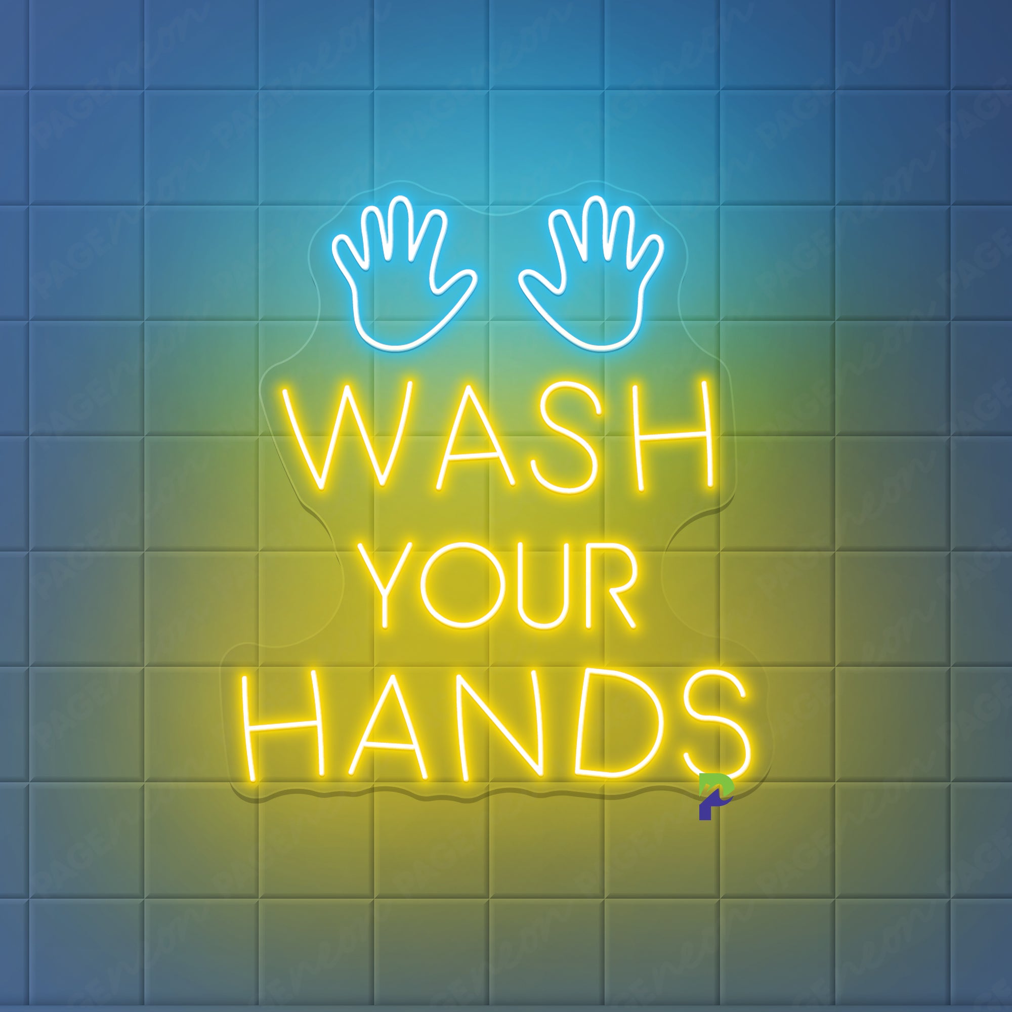 Wash Your Hands Neon Sign Kids Remind Led Light